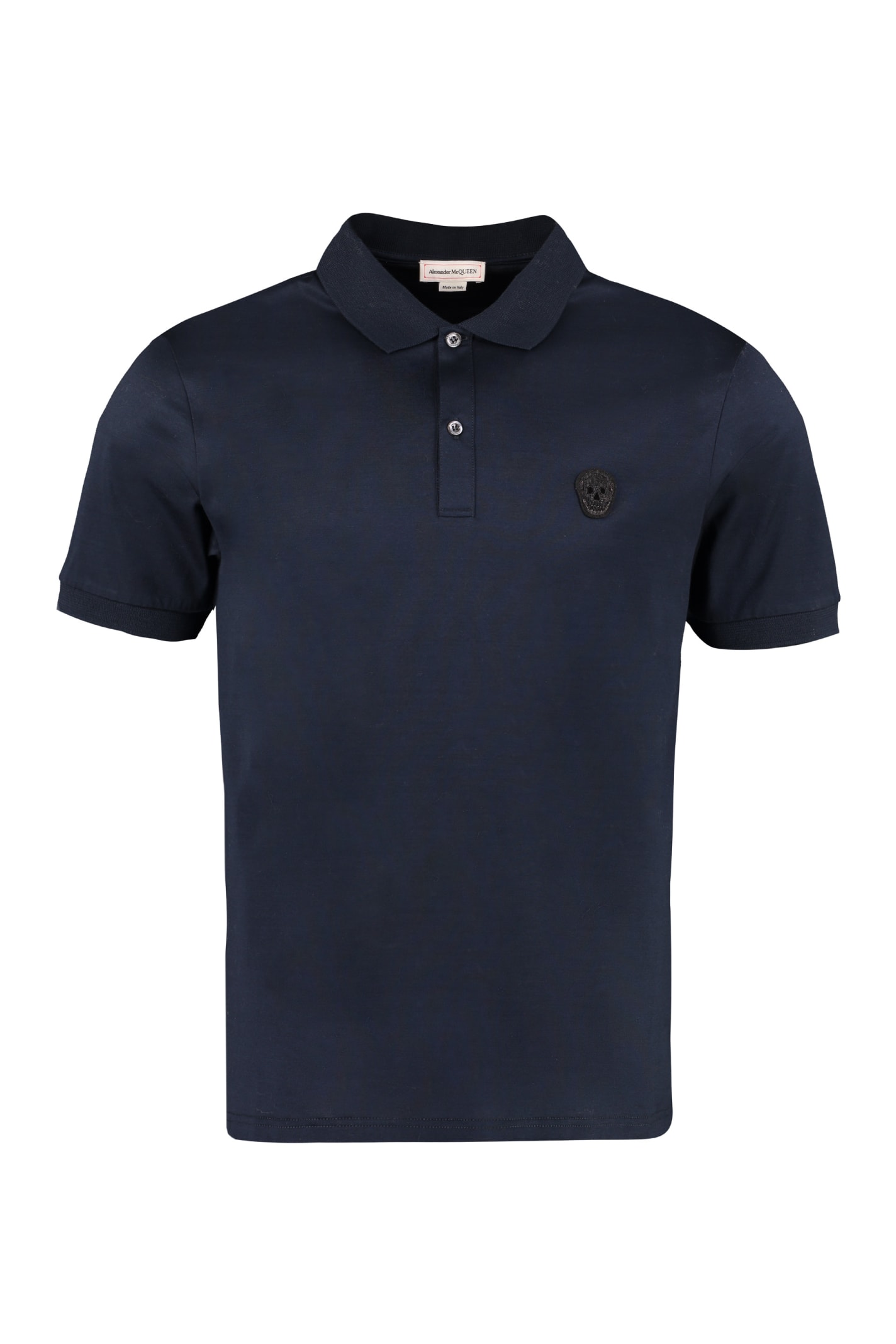 Alexander Mcqueen Short-sleeved Cotton Polo Shirt In Blue