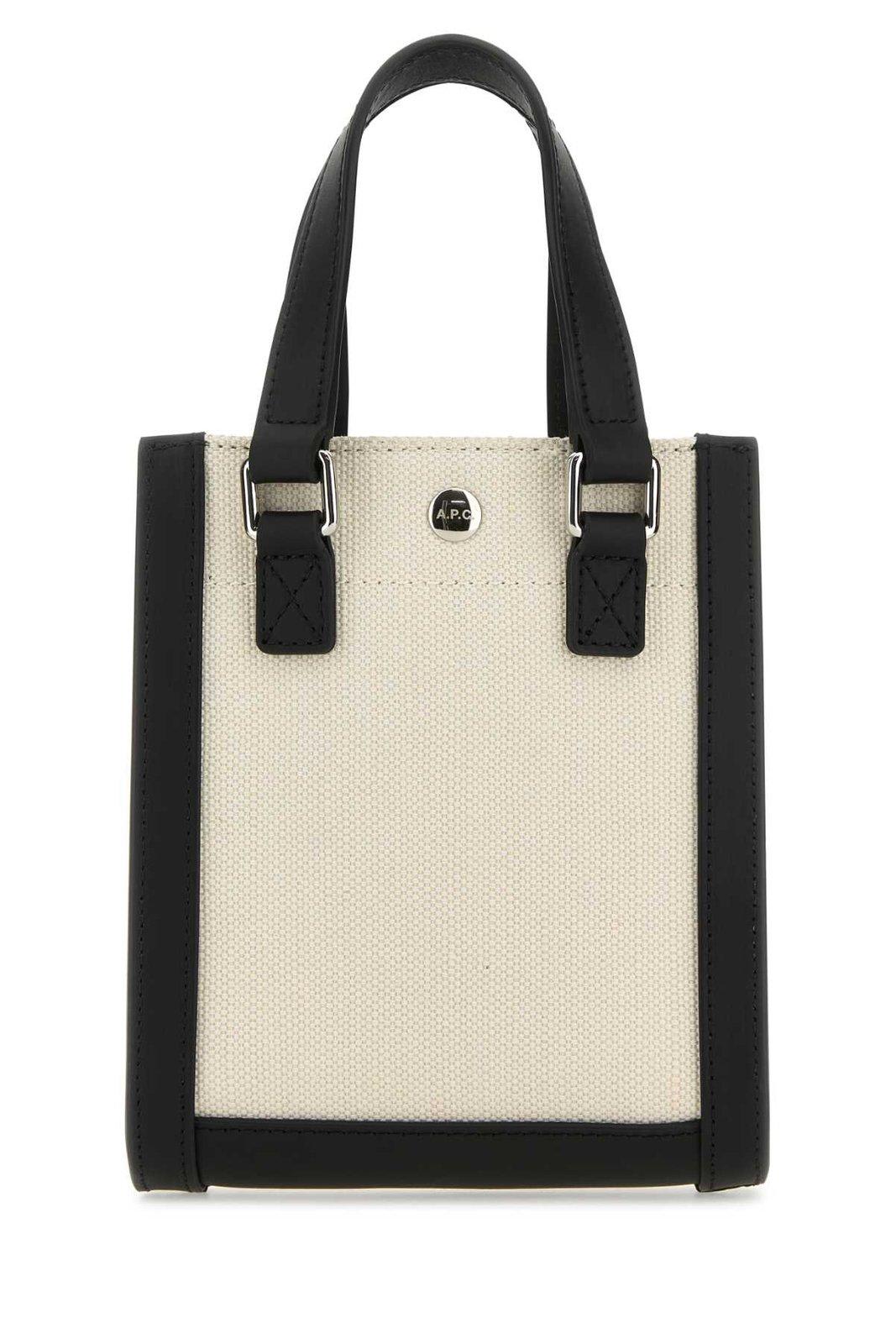 Apc Two-tone Canvas And Leather Camille 2.0 Mini Handbag In Black