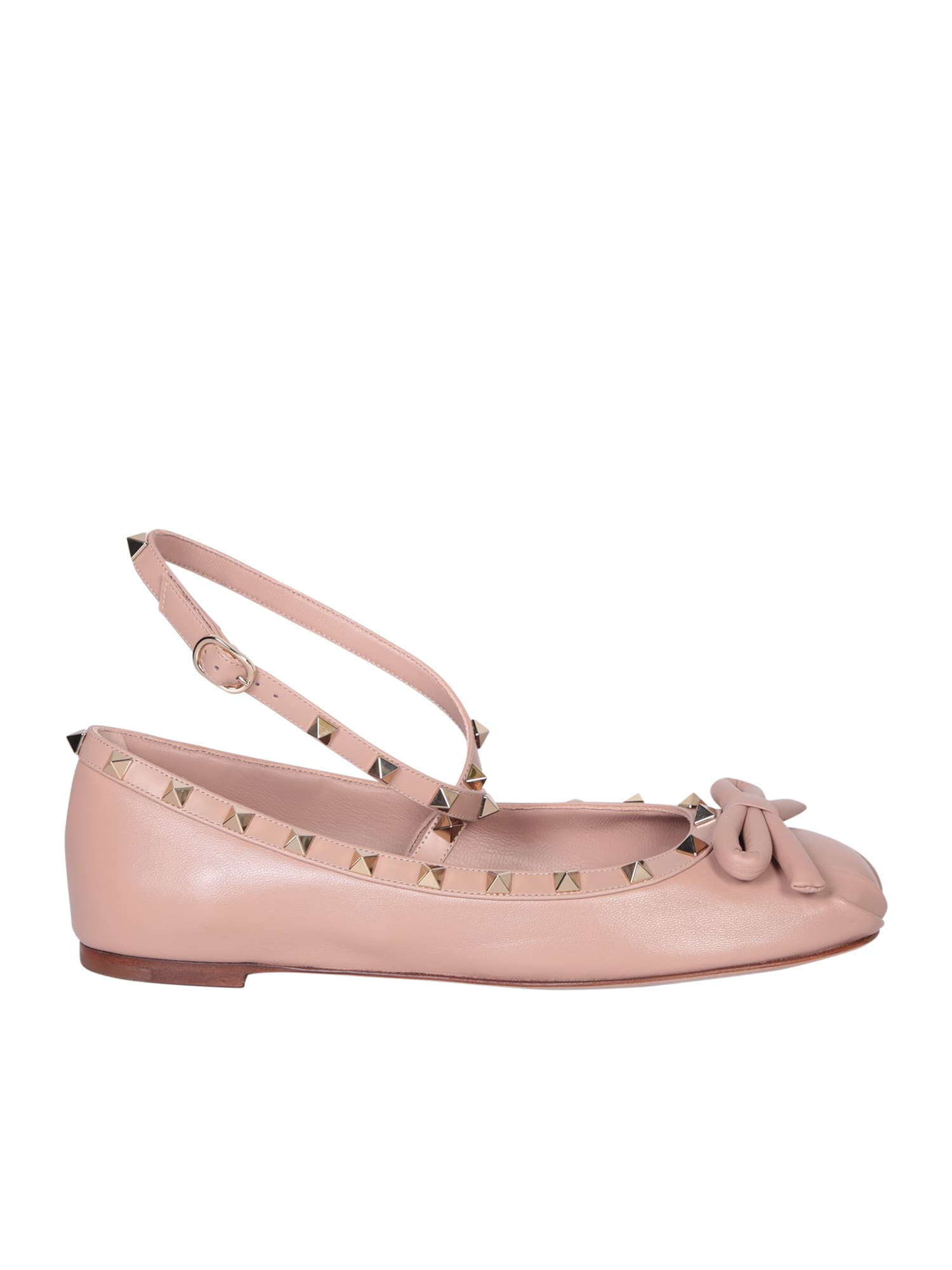 Shop Valentino Rockstud Pink Ballerine