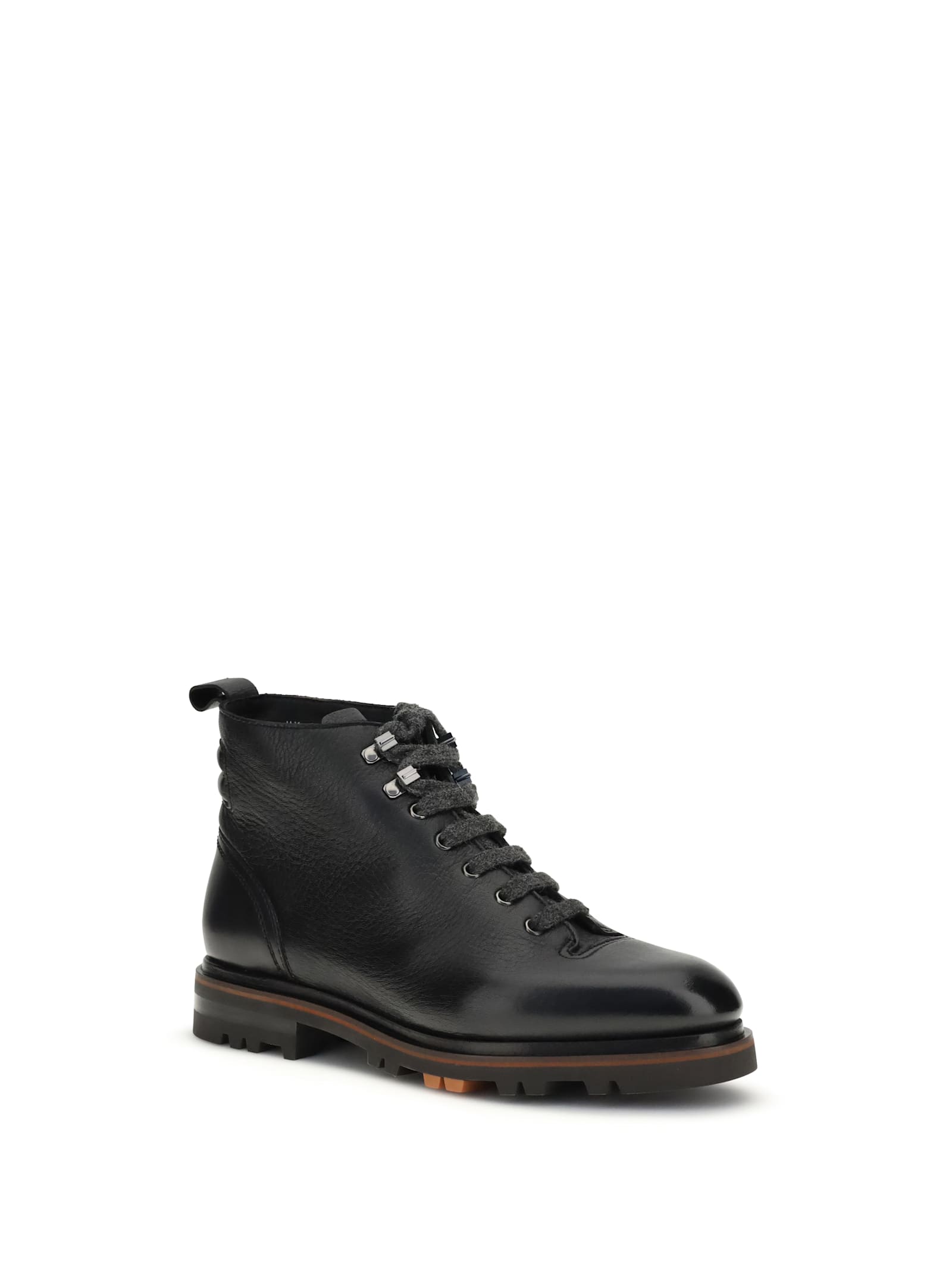Santoni Lace-up Lugged-sole Boots In Brown