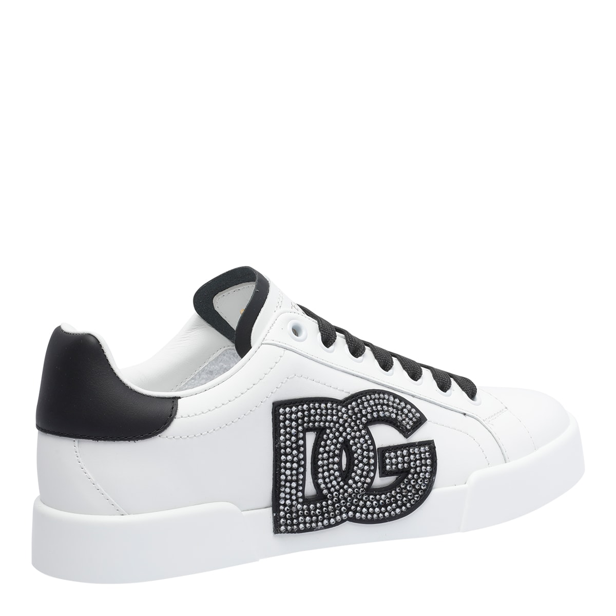 Dolce & Gabbana Portofino Rhinestone-embellished Logo Sneakers In White
