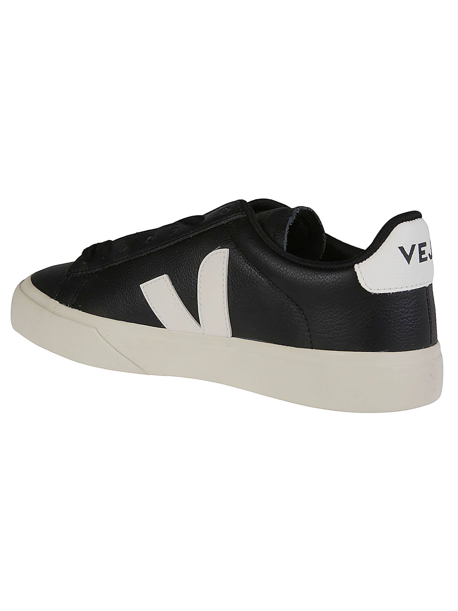 Veja Campo Black And White Low Top Sneakers In Vegan Leather Man In Black
