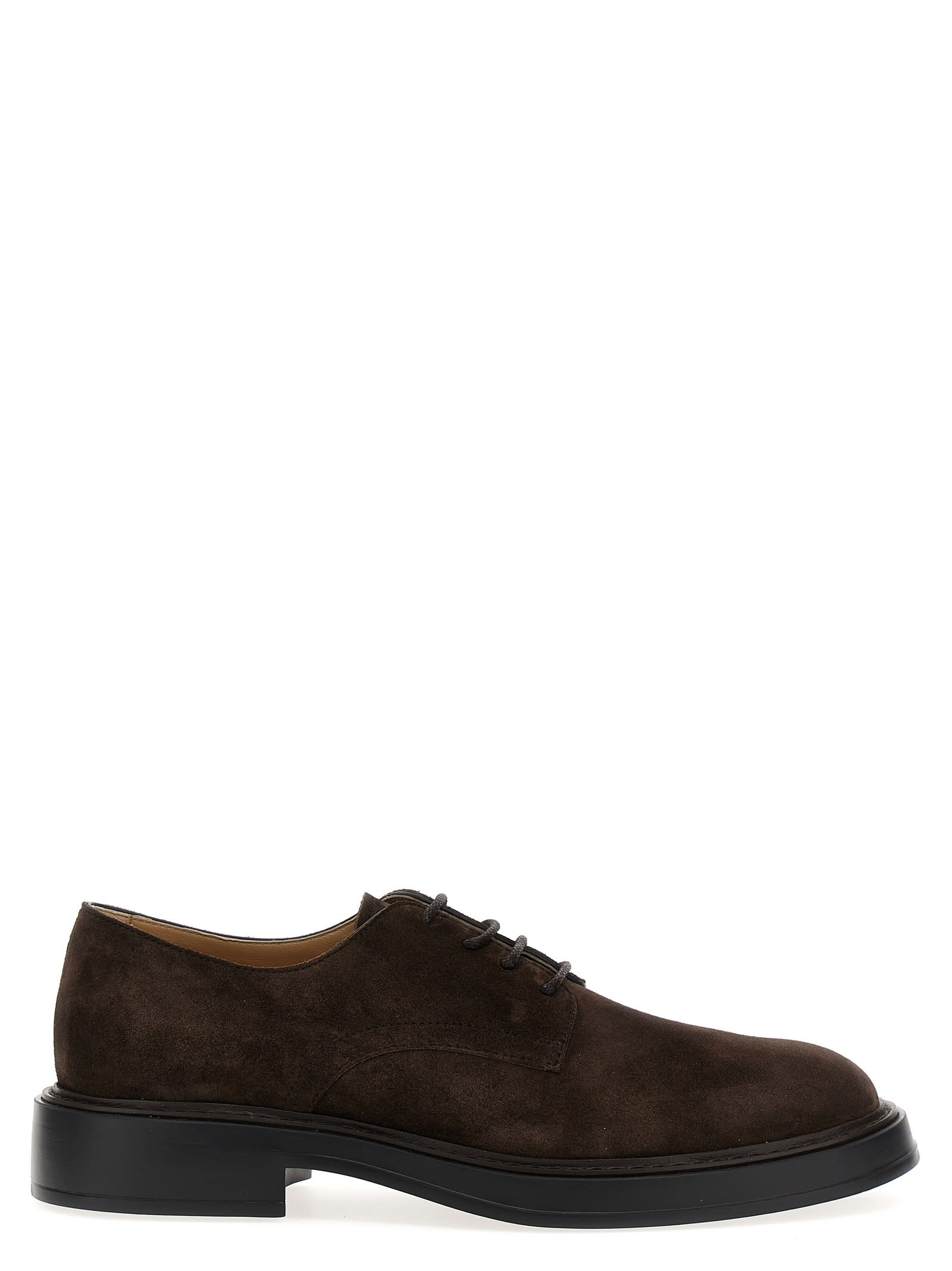 Shop Tod's Suede Lace Up Shoes In Dark