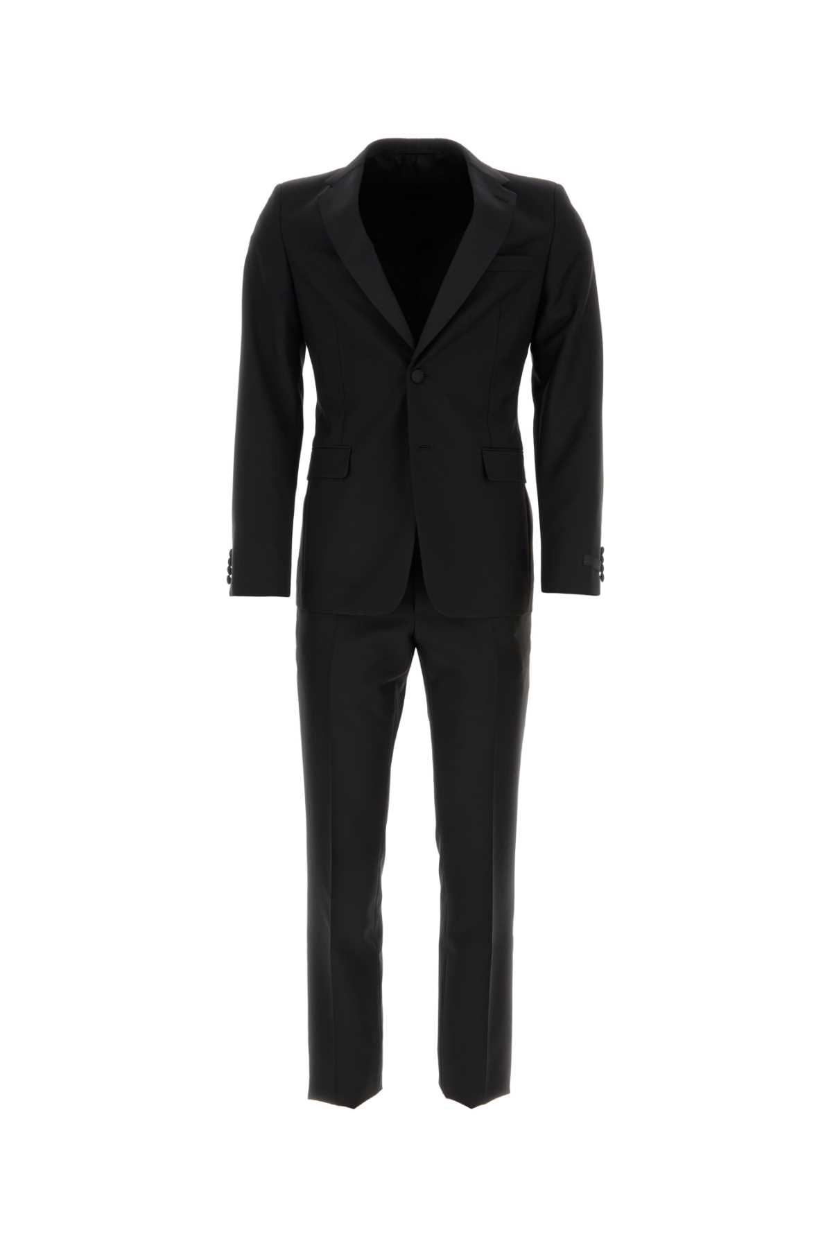 Shop Prada Black Wool Blend Tuxedo In Nero