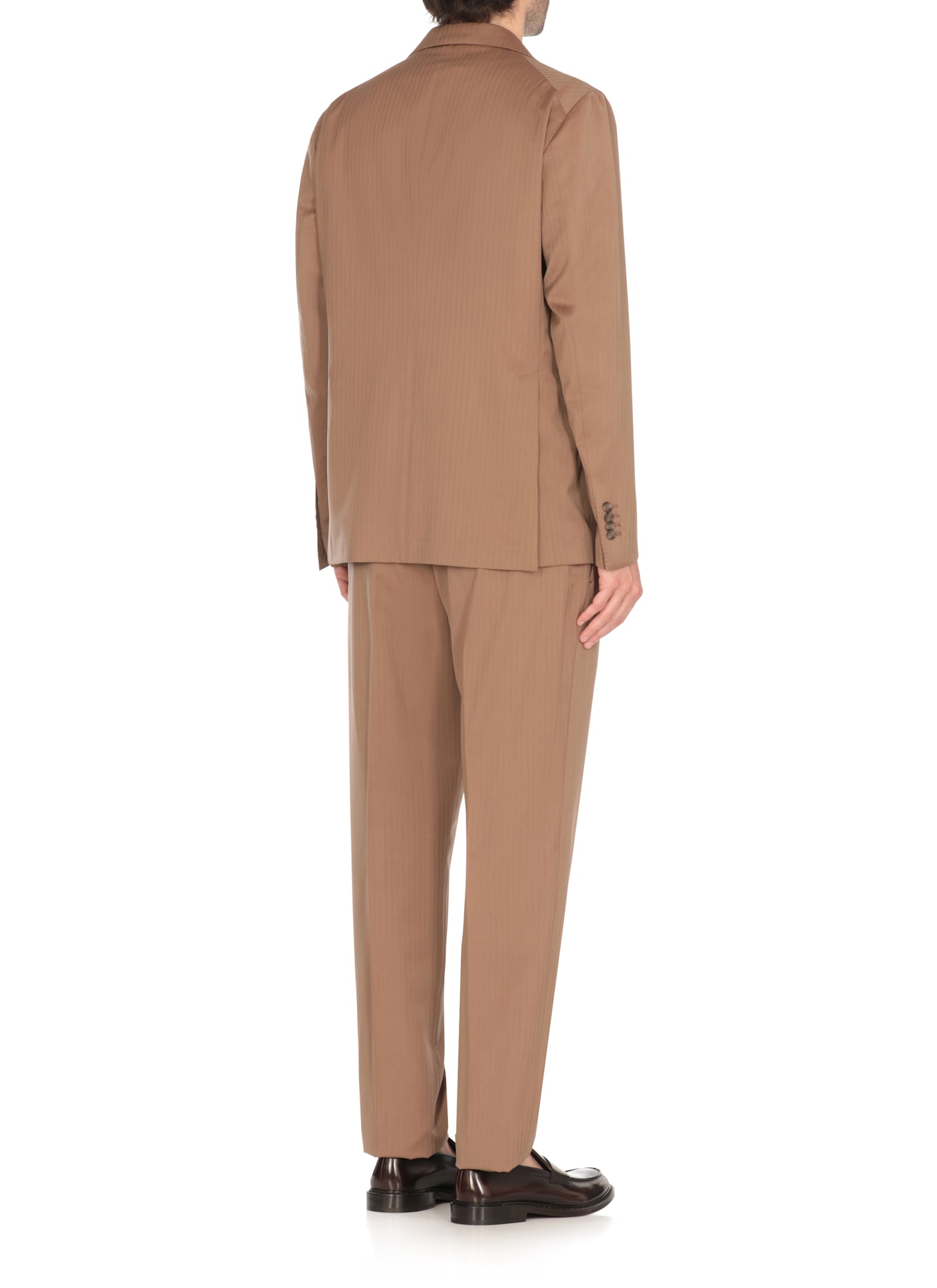 Tagliatore Herringbone Patch-pockets Suit In Brown