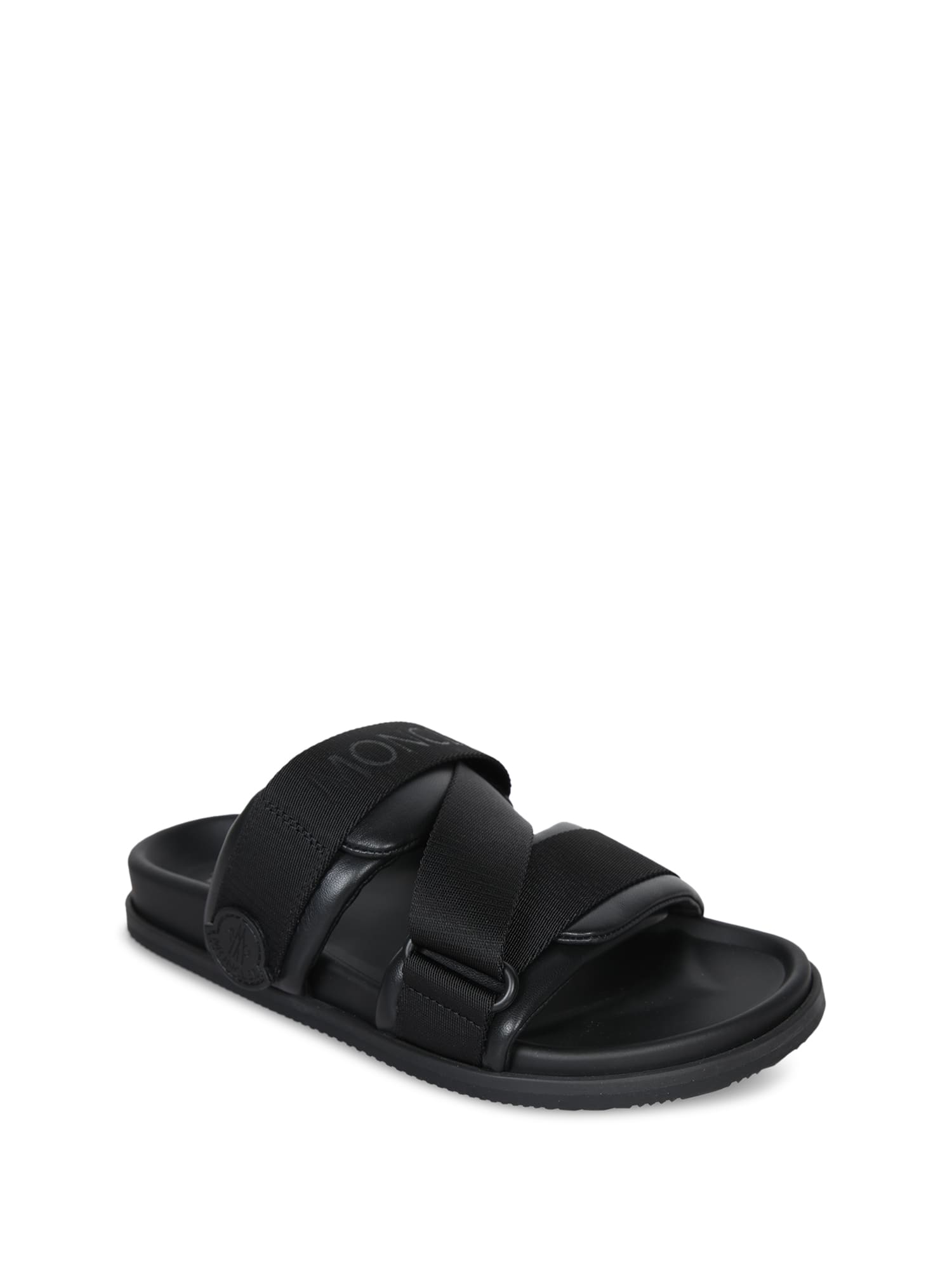 Shop Moncler Logo Black Sandals