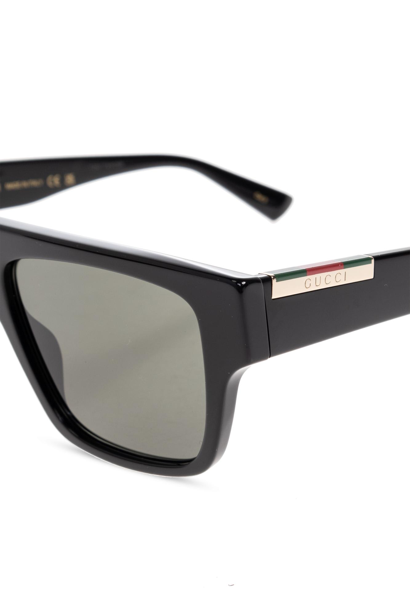 Gucci Acetate Frame Dark Lens Rectangular Sunglasses In Black