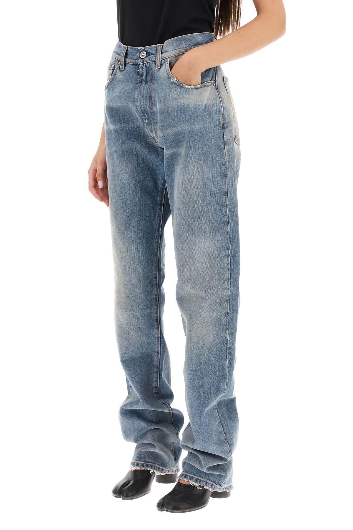 Shop Maison Margiela Loose Jeans With Straight Cut In Denim