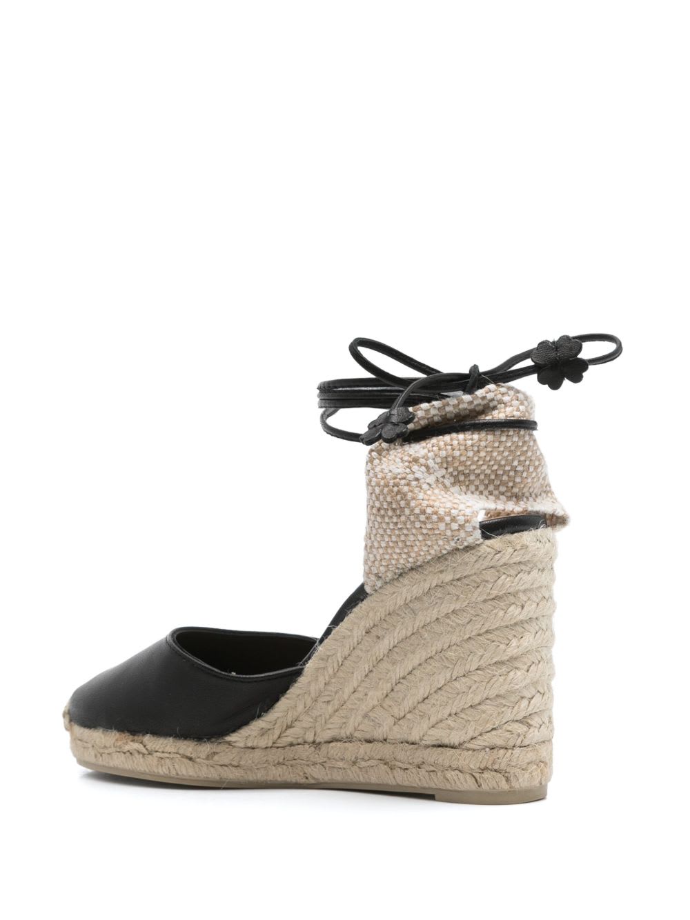 Castaã±er Black Carina Leather Espadrille Wedges In Black