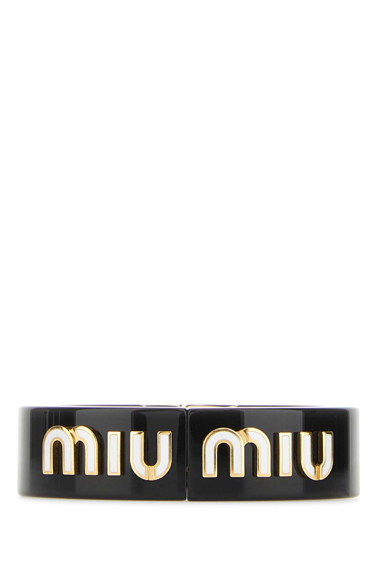 Shop Miu Miu Black Plexiglass Bracelet In Nerobianco
