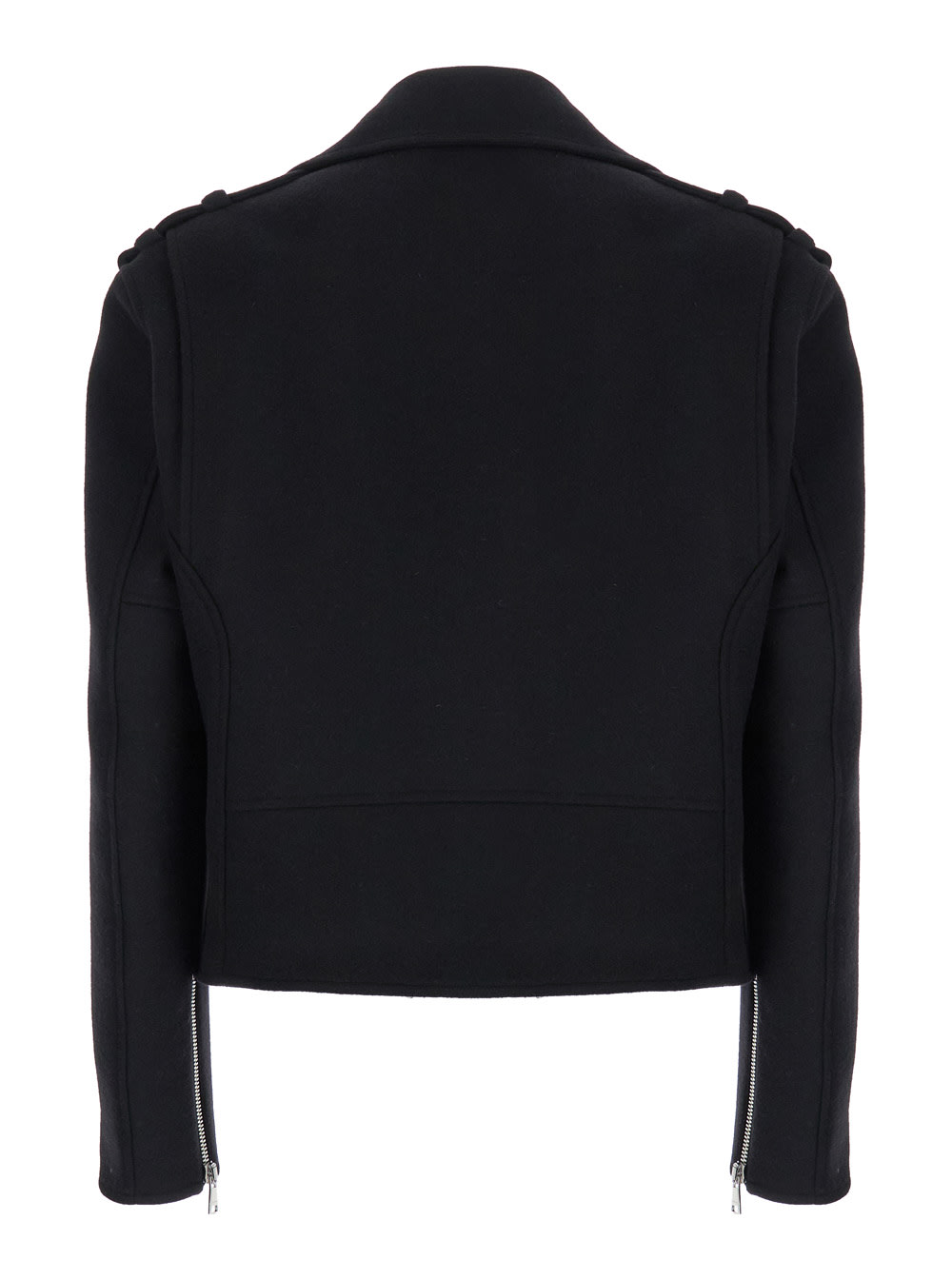 Shop Balmain Felted Wool Peacoat In Black