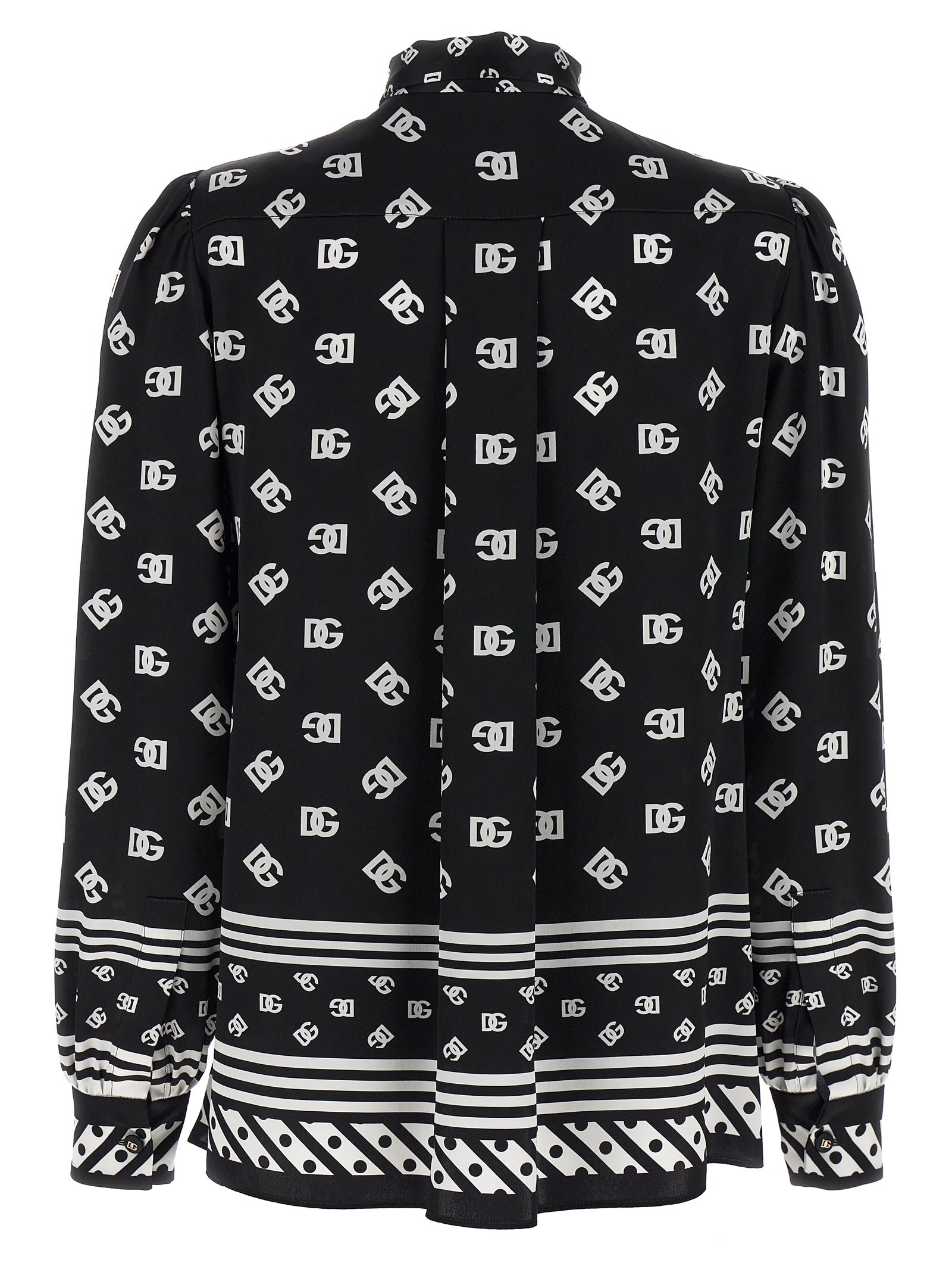 Dolce & Gabbana Silk Shirt In White/black
