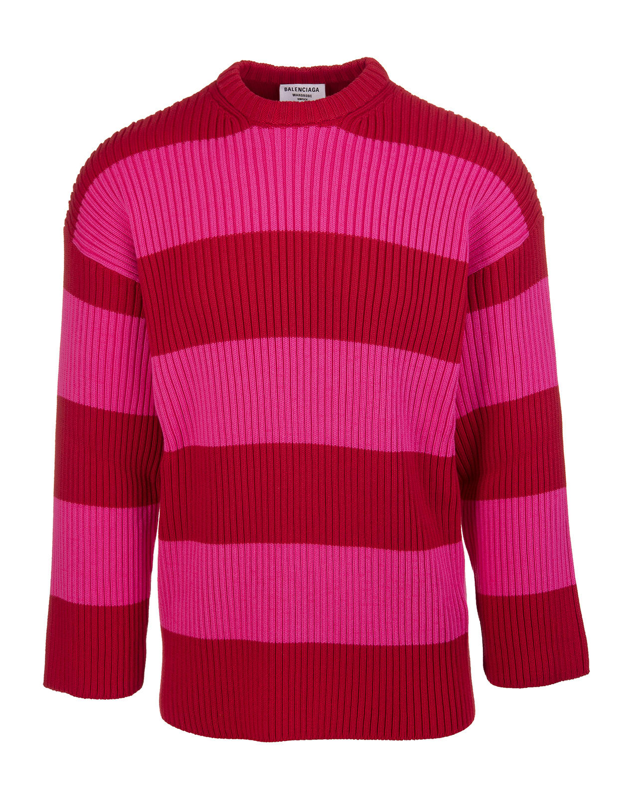Balenciaga Unisex Pink And Red Striped Crewneck Pullover