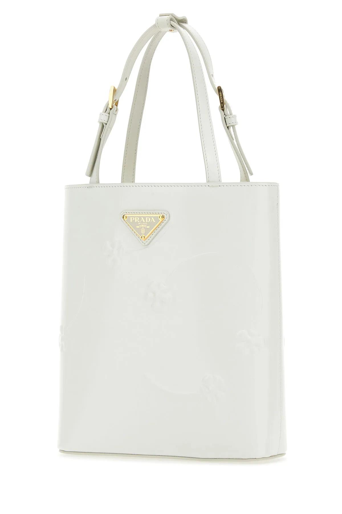 Shop Prada White Leather Handbag In Bianco