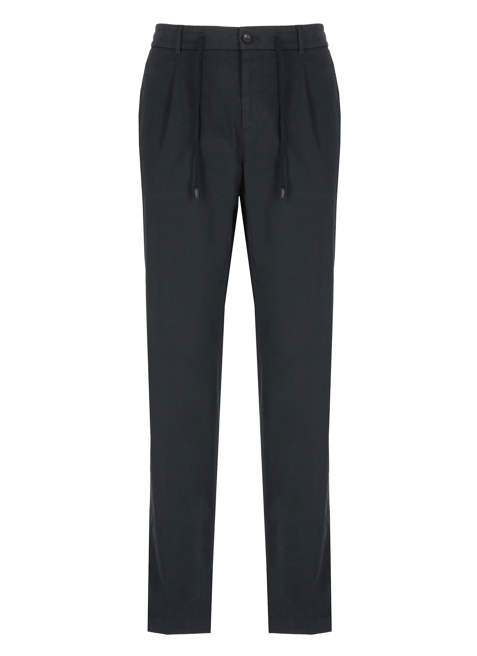 Peserico Straight Cotton Trousers Elastic Waist