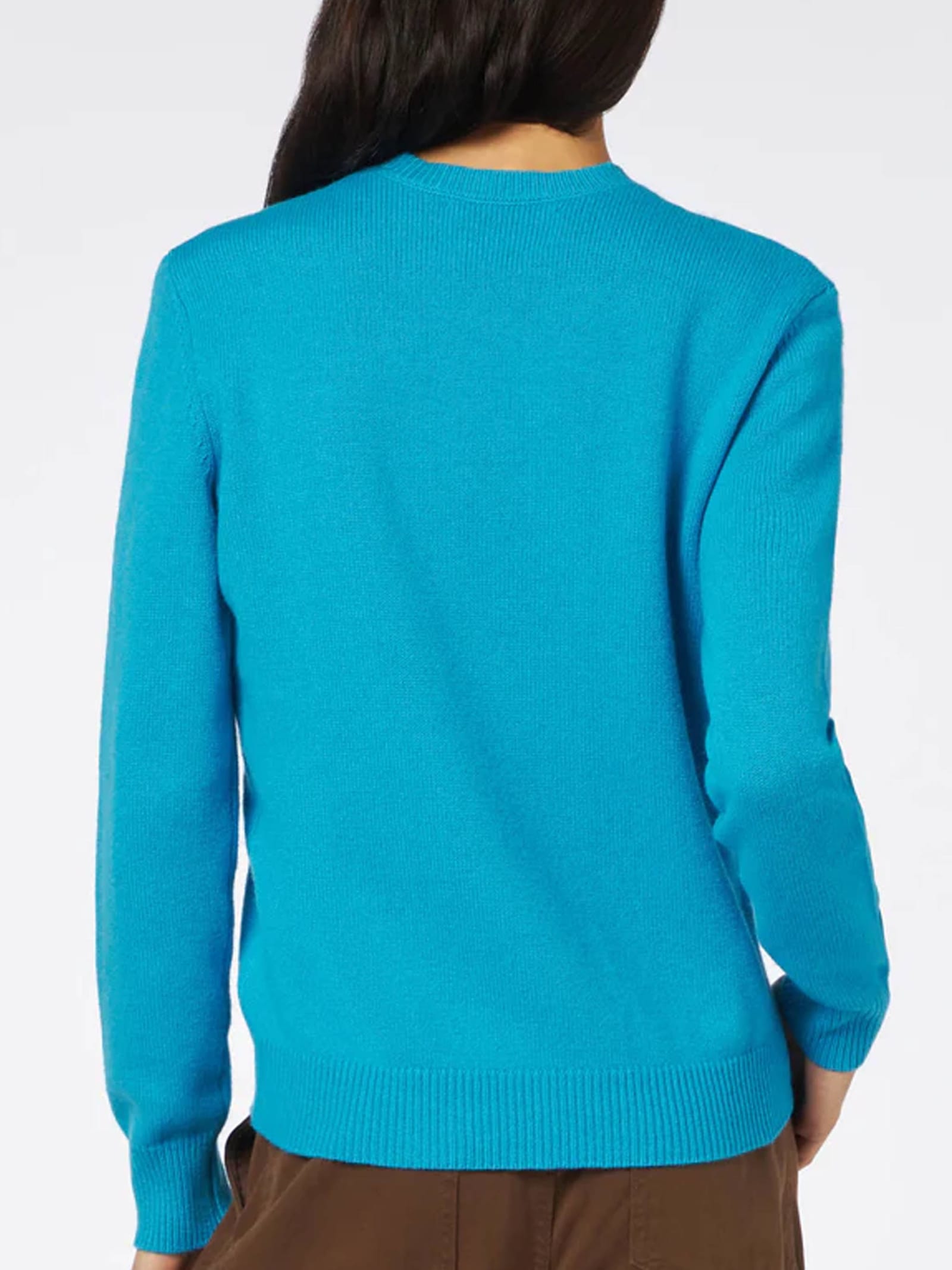 Mc2 Saint Barth Woman Crewneck Turquoise Sweater With St. Barth Embroidery In Sky
