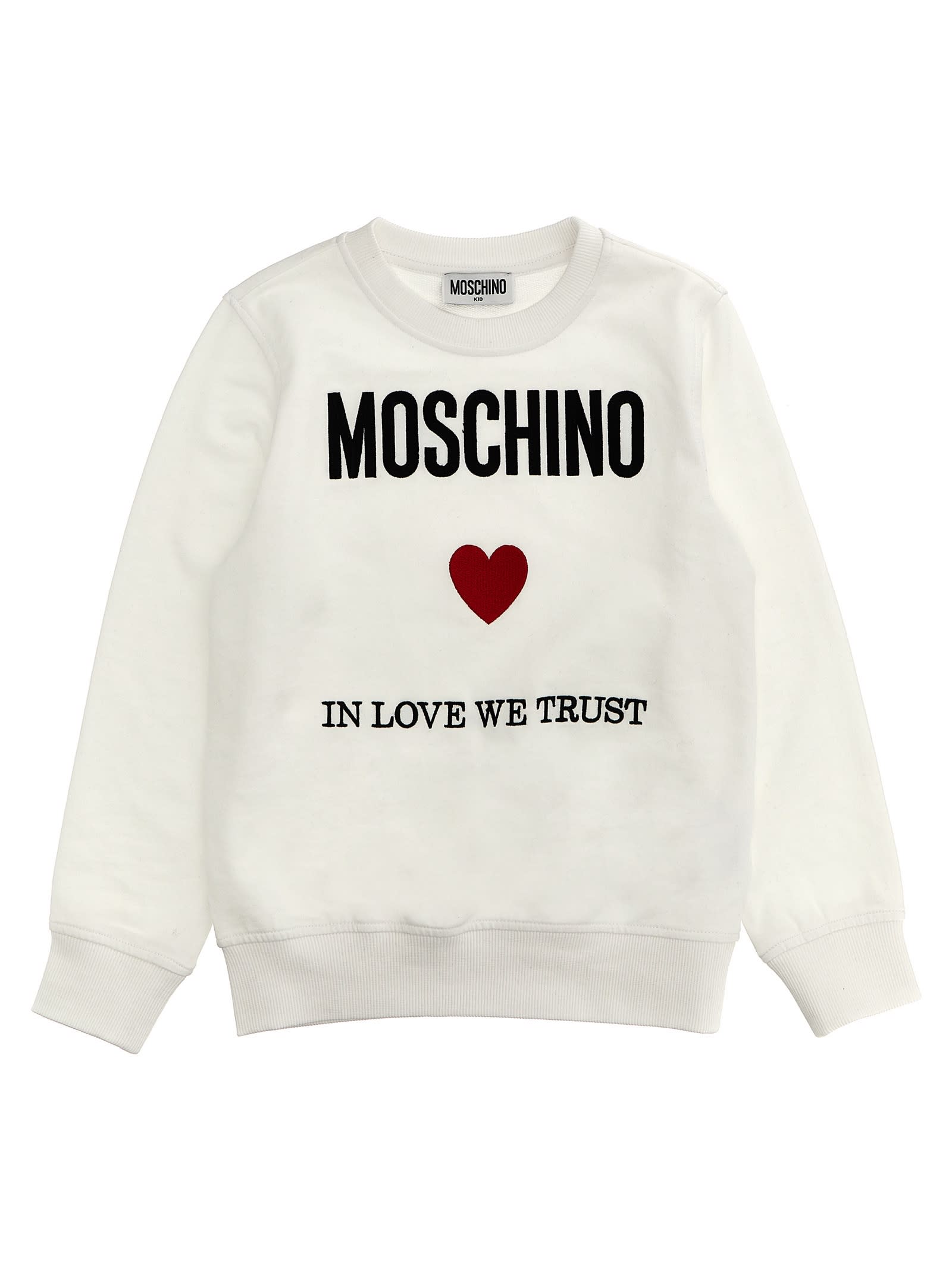 Moschino Kids' In Love We Trust Sweatshirt In White