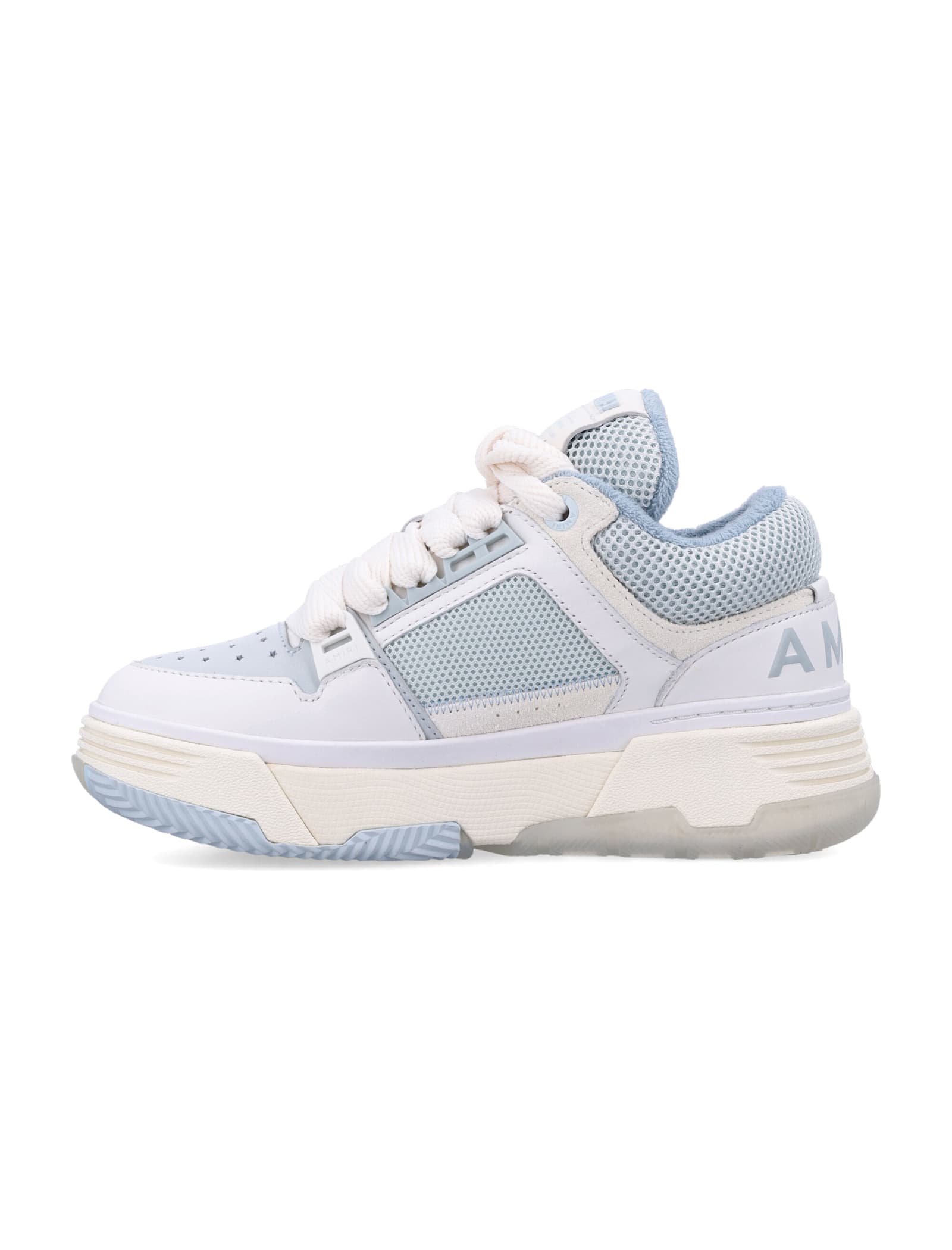 Amiri Chunky Sole Leather Mesh Sneakers In Ice Light Blue
