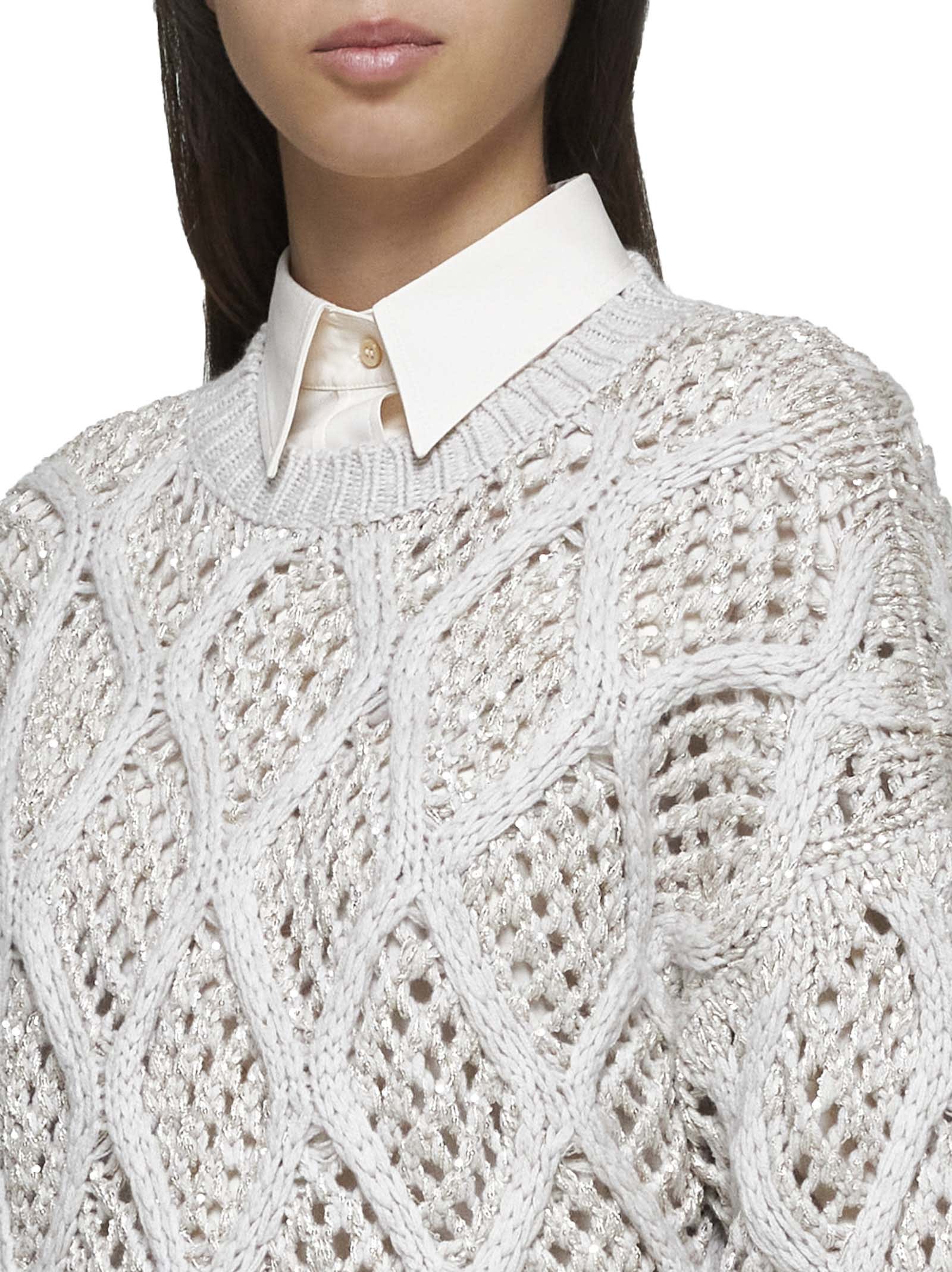 Shop Brunello Cucinelli Sweater In Madreperla+stracciatella