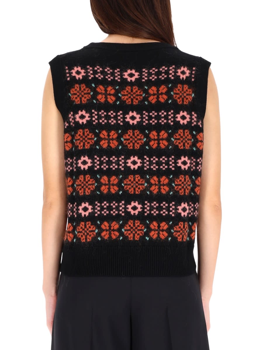 Paul Smith "fair Isle" Knit Vest In Black