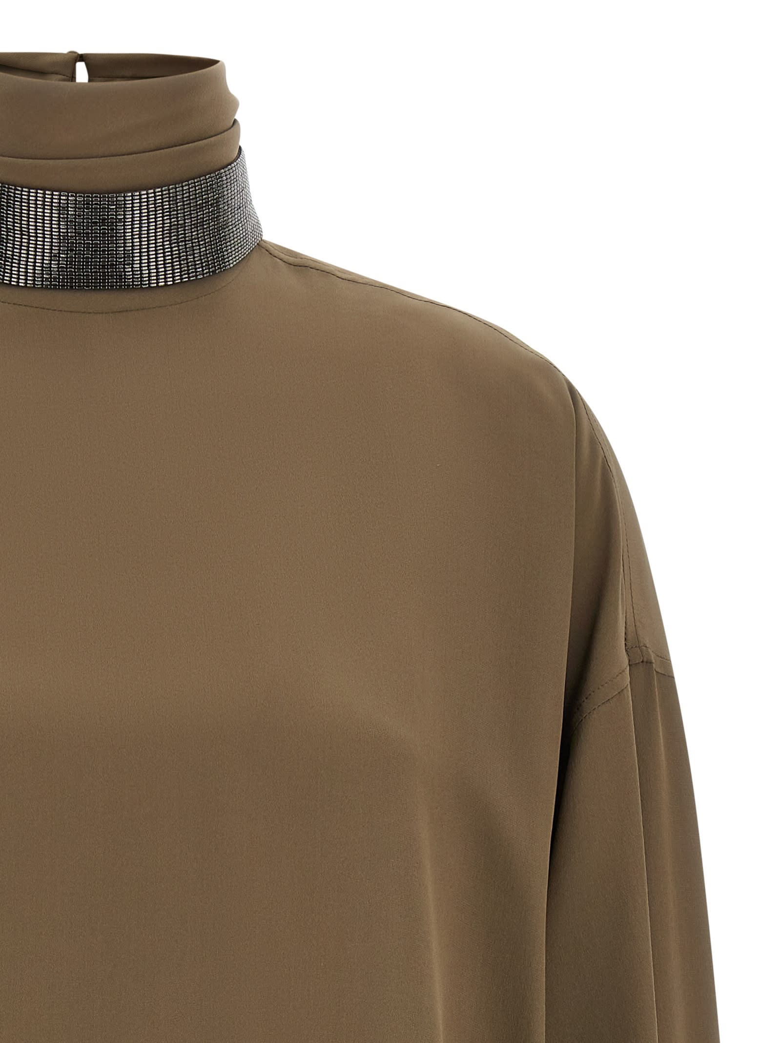 Brunello Cucinelli Silk Blouse In Brown