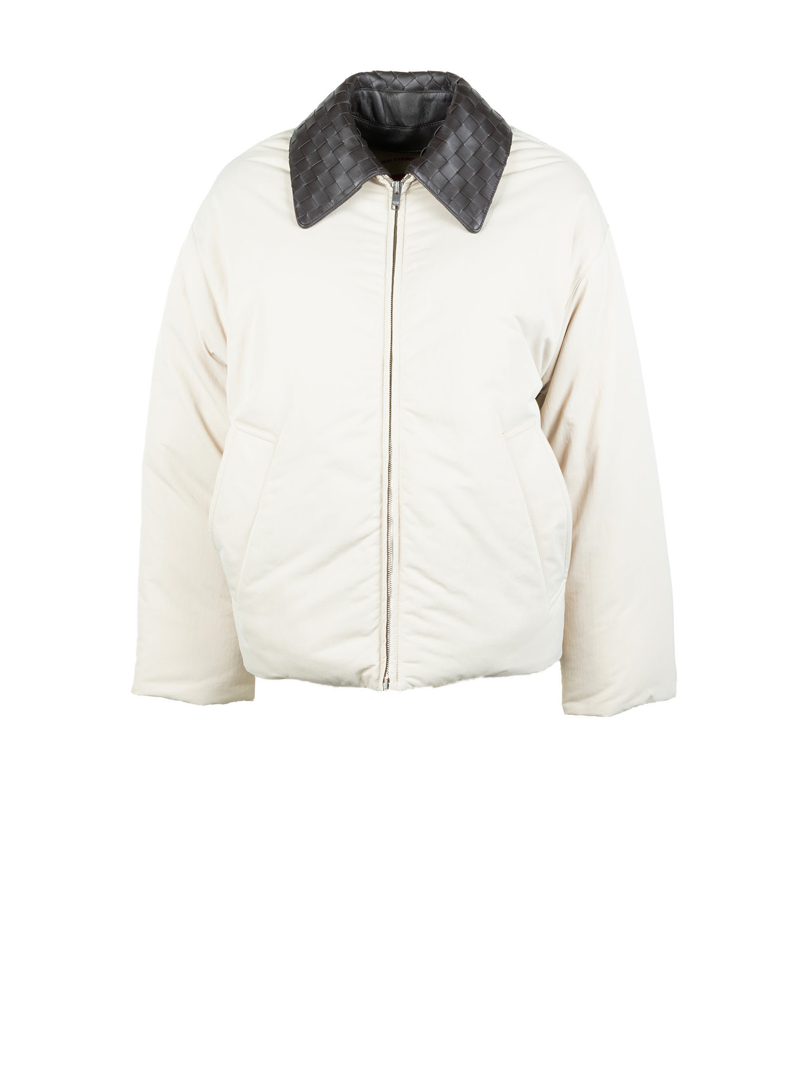 Bottega Veneta Insulated Nylon Jacket Featuring Quilted Collar In White