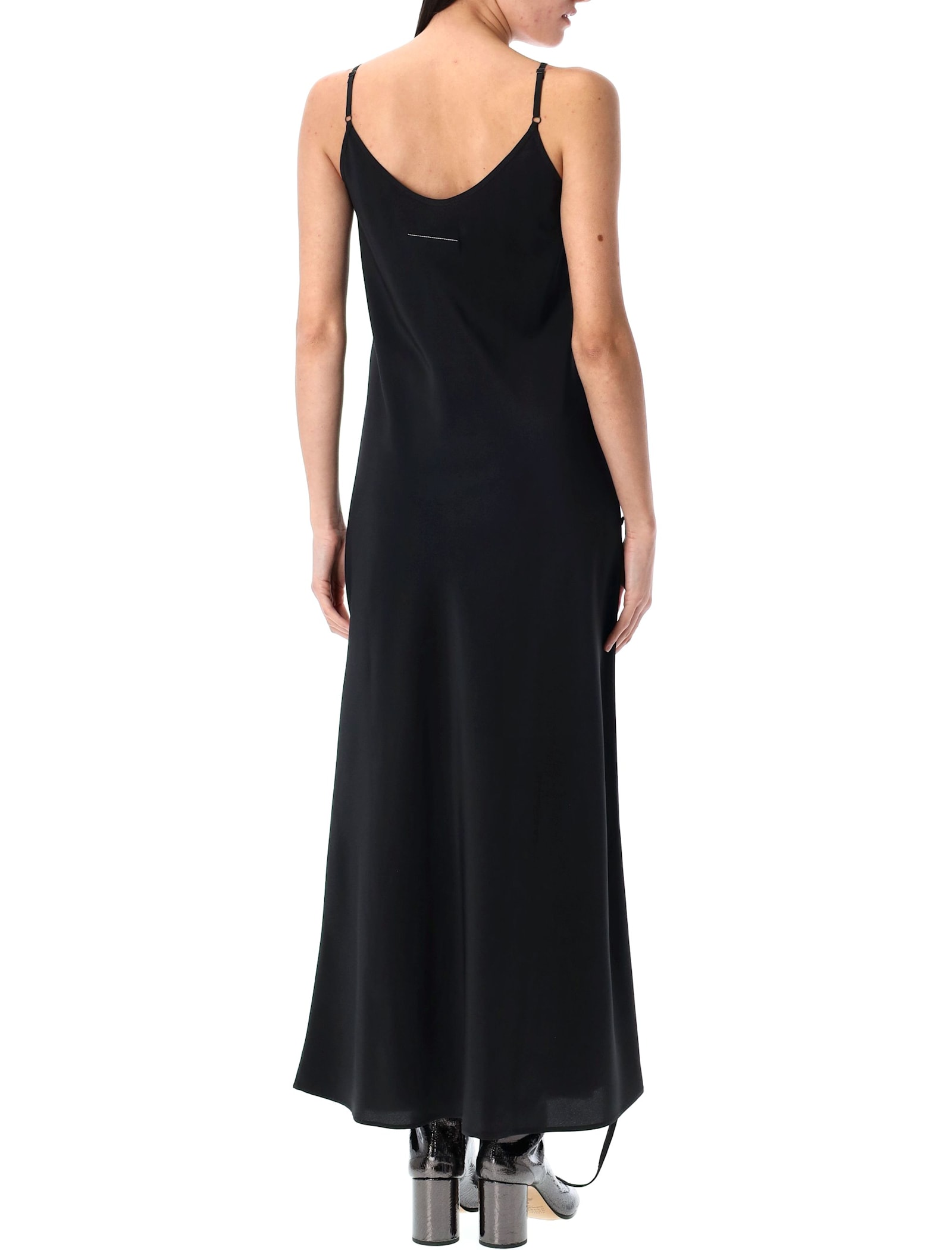 Mm6 Maison Margiela Mm6 By Maison Margiela Three Way Silk Dress With Deep V-neckline In Black