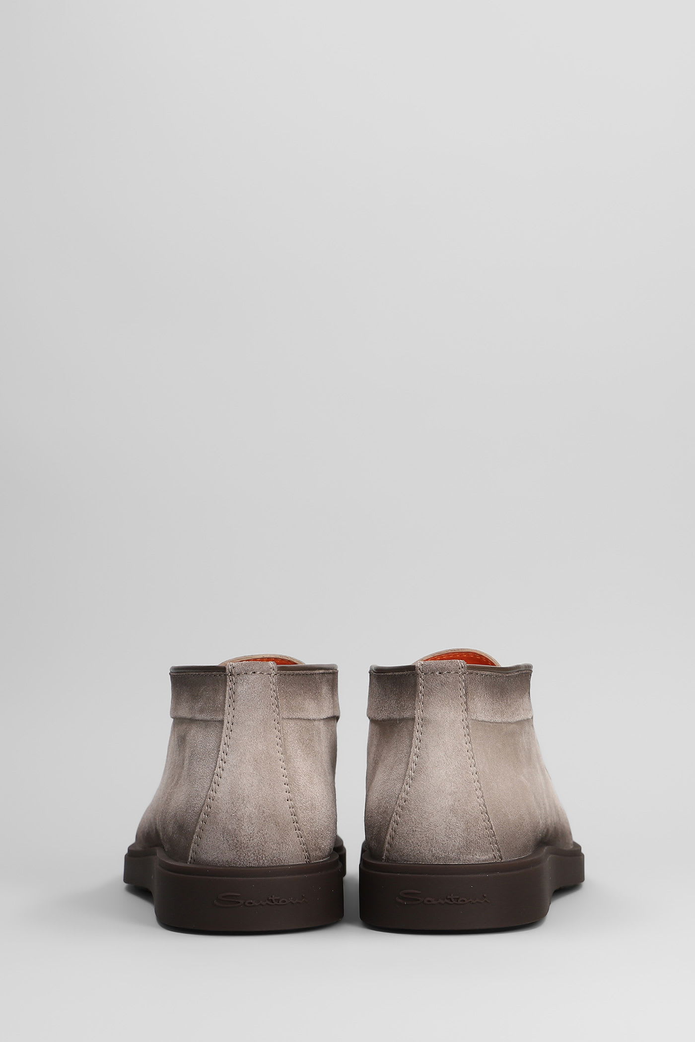 Santoni Dragon Loafers In Grey Suede In Gray