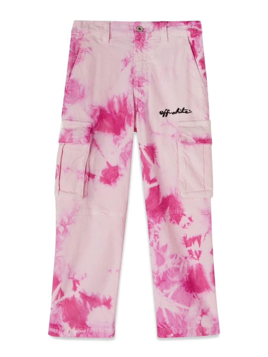 Shop Off-white Velvet Tie Dye Cargo Pants In Pink