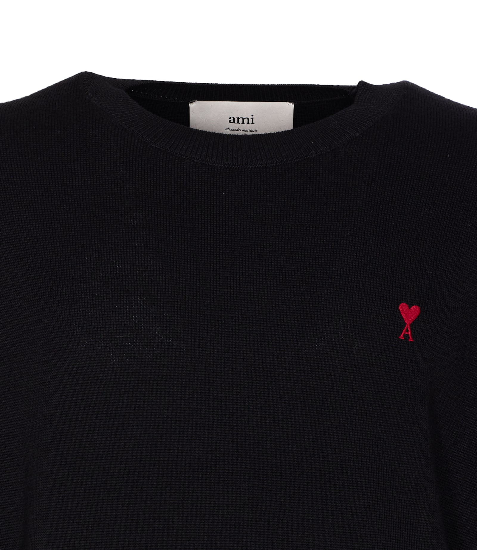 Ami Alexandre Mattiussi Ami Paris Ami De Coeur Wool Crewneck Sweater In Black