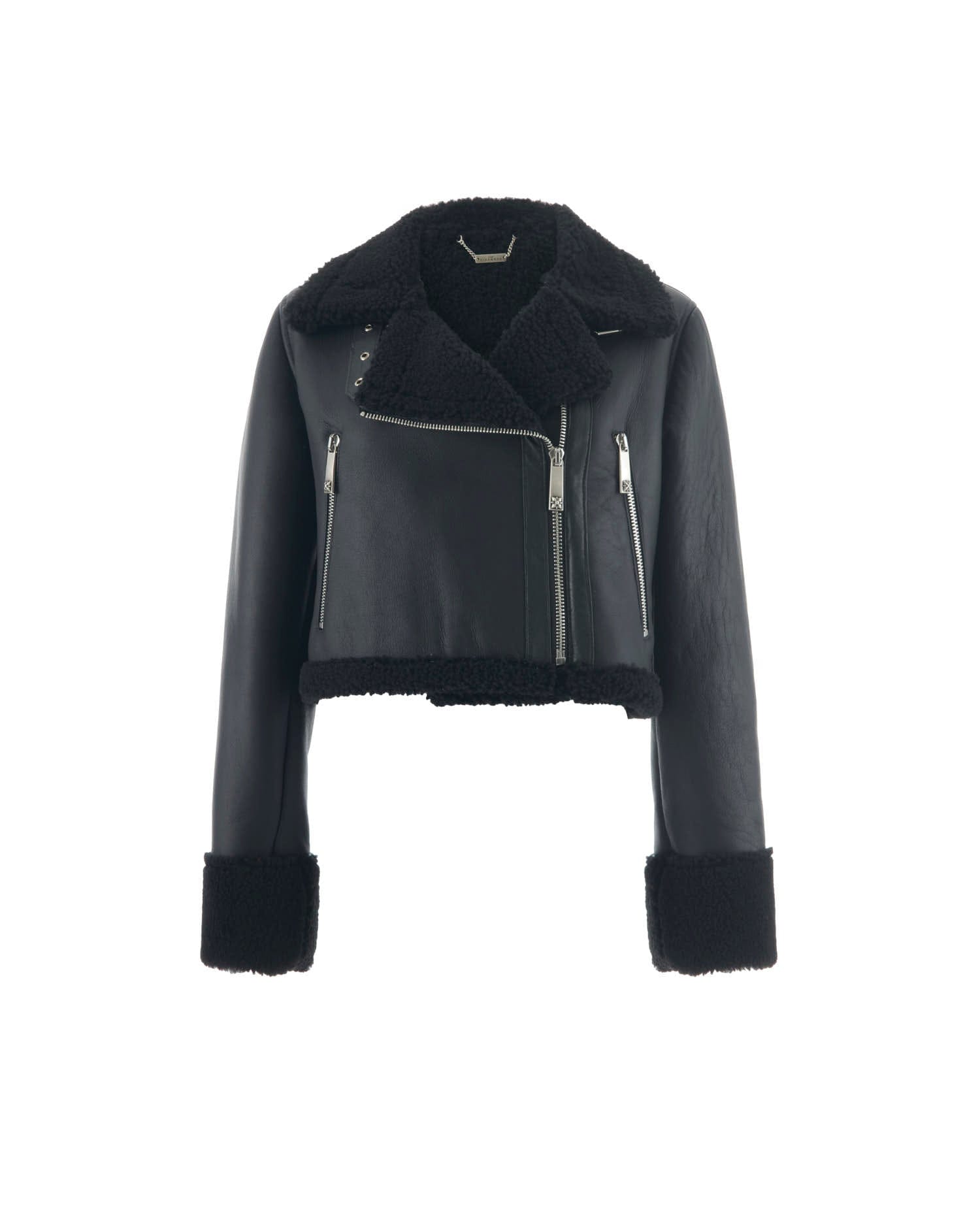 Shop John Richmond Padded Leather Jacket In Nero