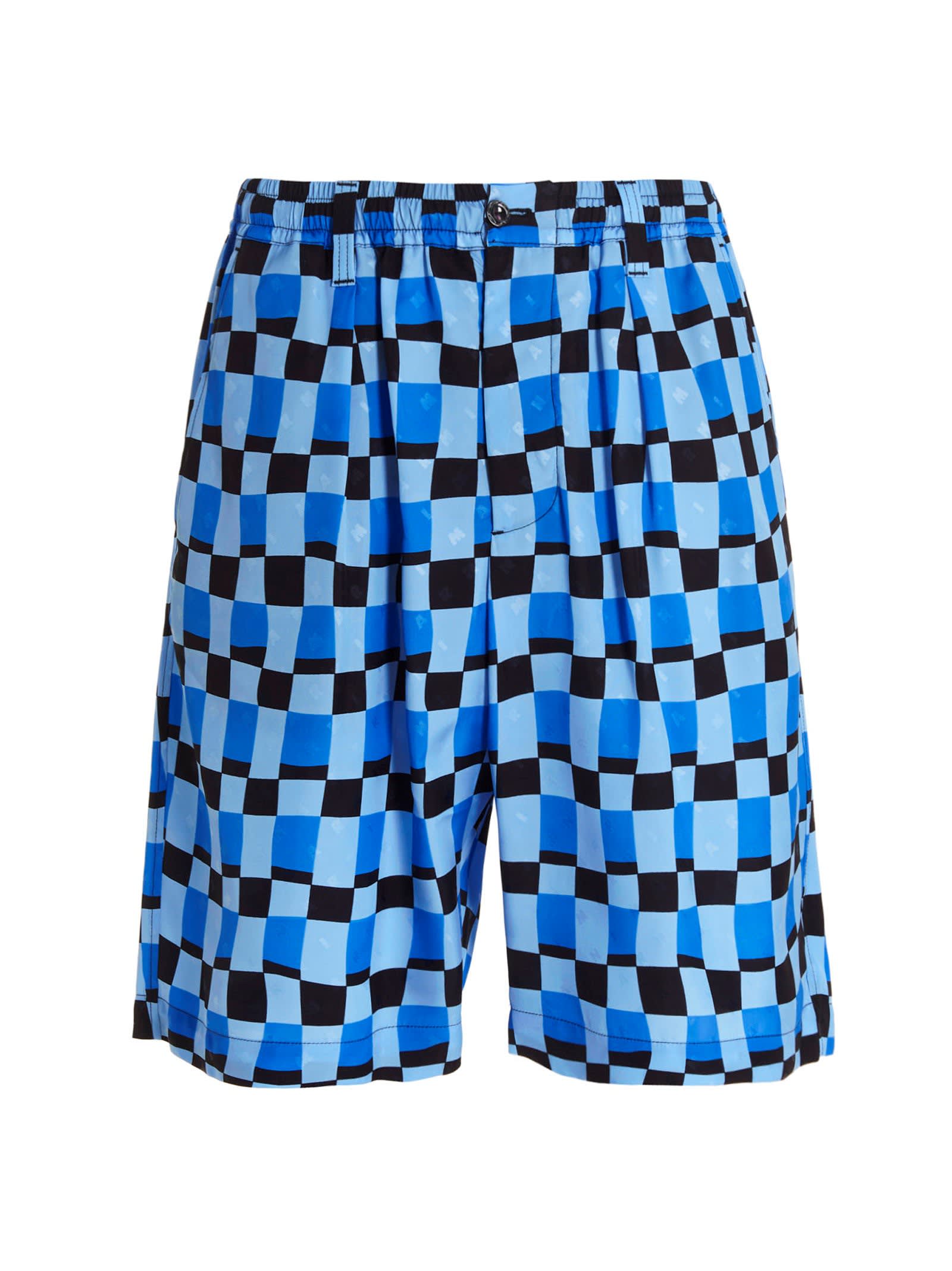 Marni Checked Knee-length Shorts In Multicolour