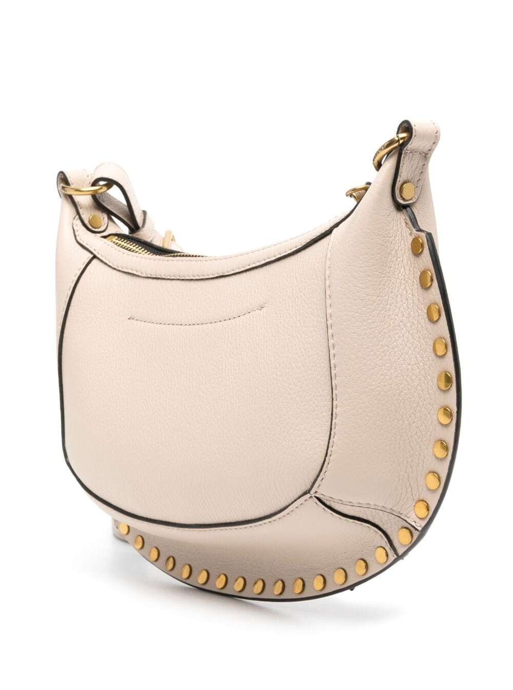 Shop Isabel Marant Oskan Moon Beige Shoulder Bag With Studs Detailing In Leather Woman
