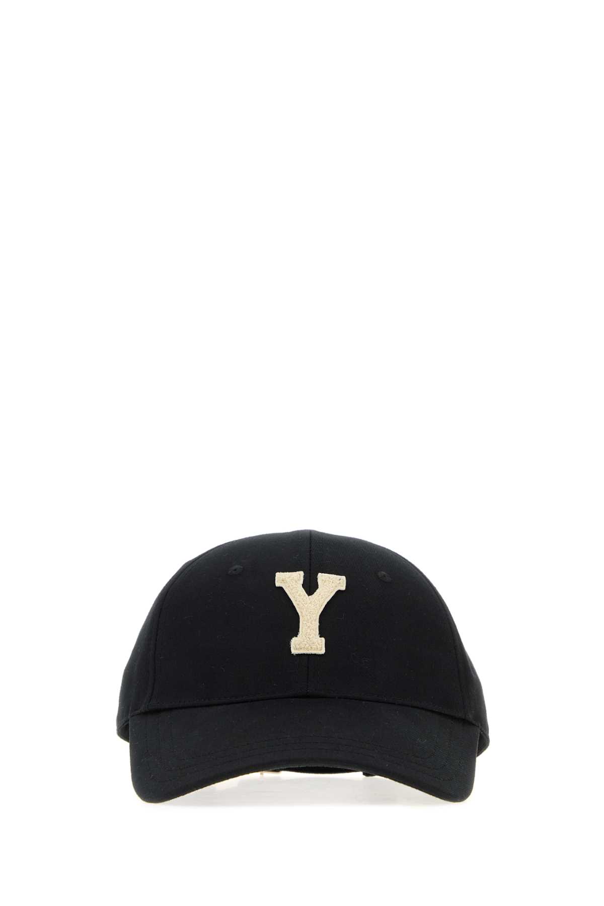 Saint Laurent Black Cotton Baseball Cap In Black