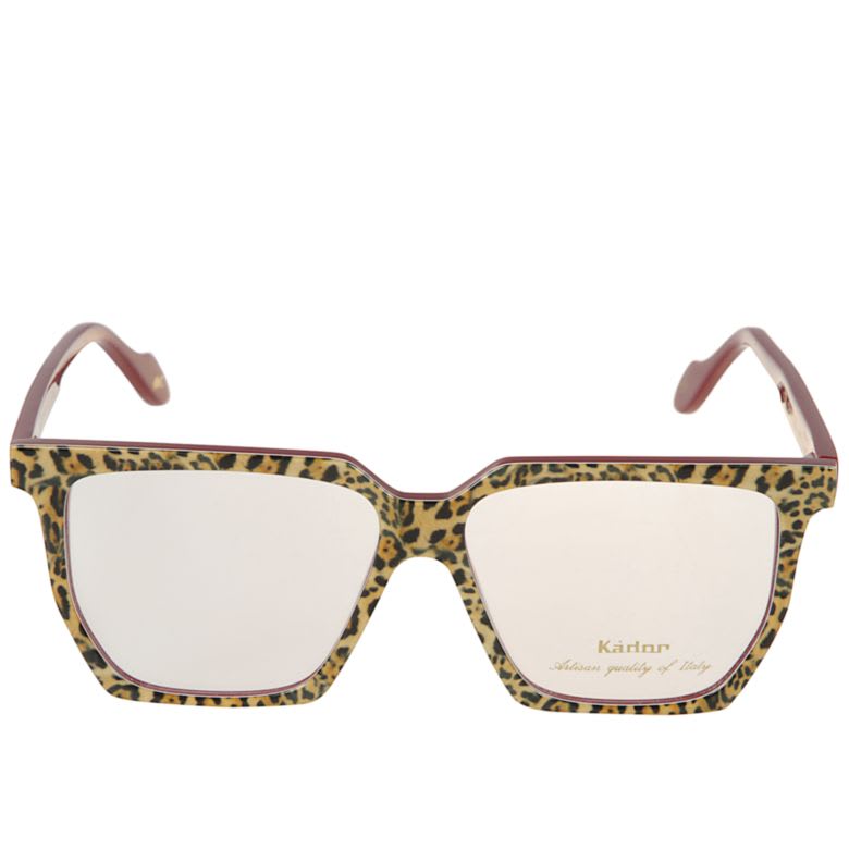 Kador Charlize Leopard-print Square-frame Glasses In Brown