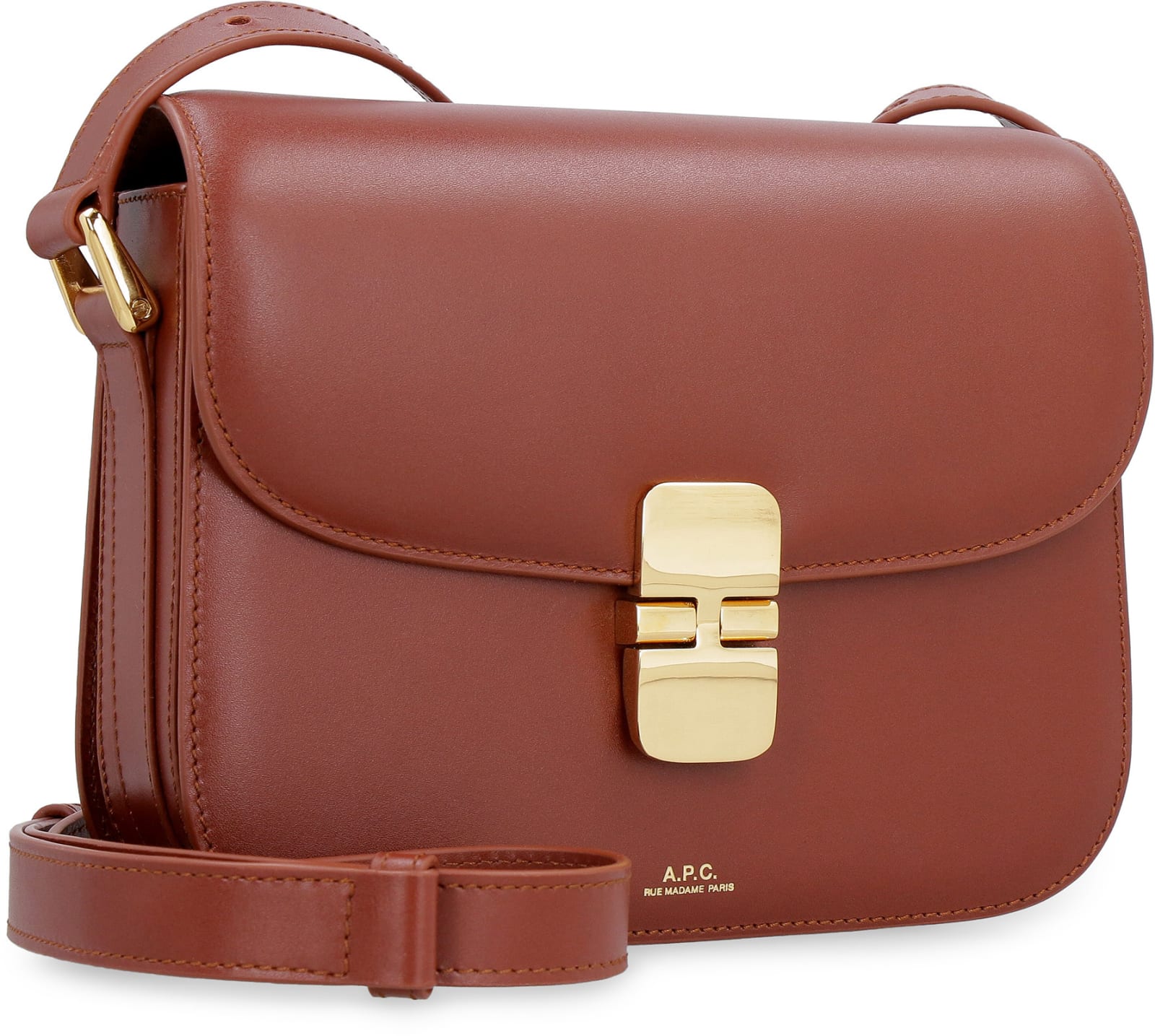 Shop Apc Grace Leather Crossbody Bag In Saddle Brown