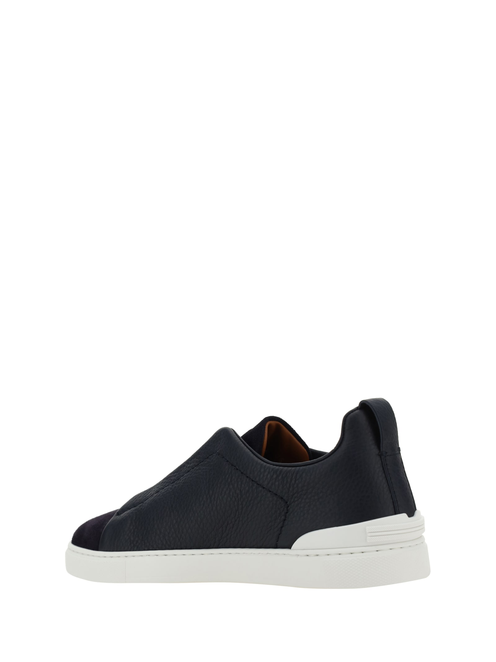 Shop Zegna Low Top Sneakers In Navy Blue