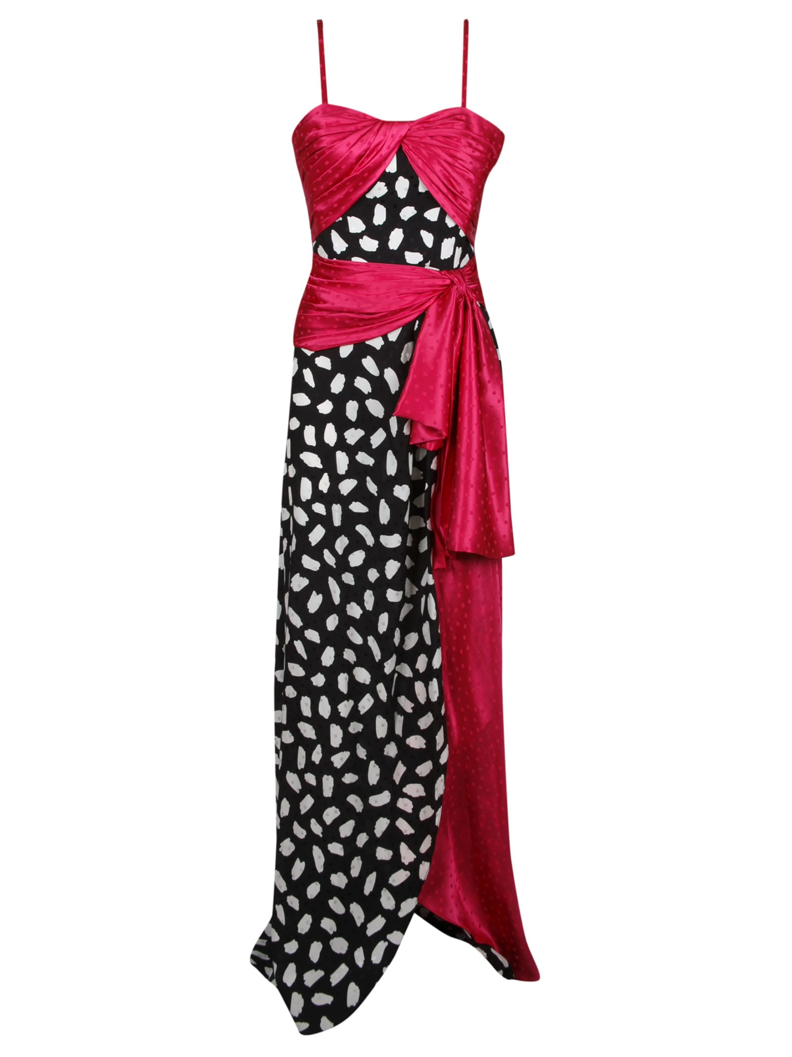REDEMPTION Two-toned Pois Silk Satin Long Dress