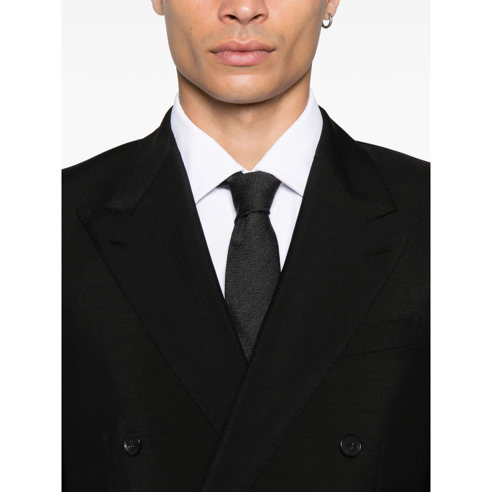 Caruso Double-breasted Blazer In Black