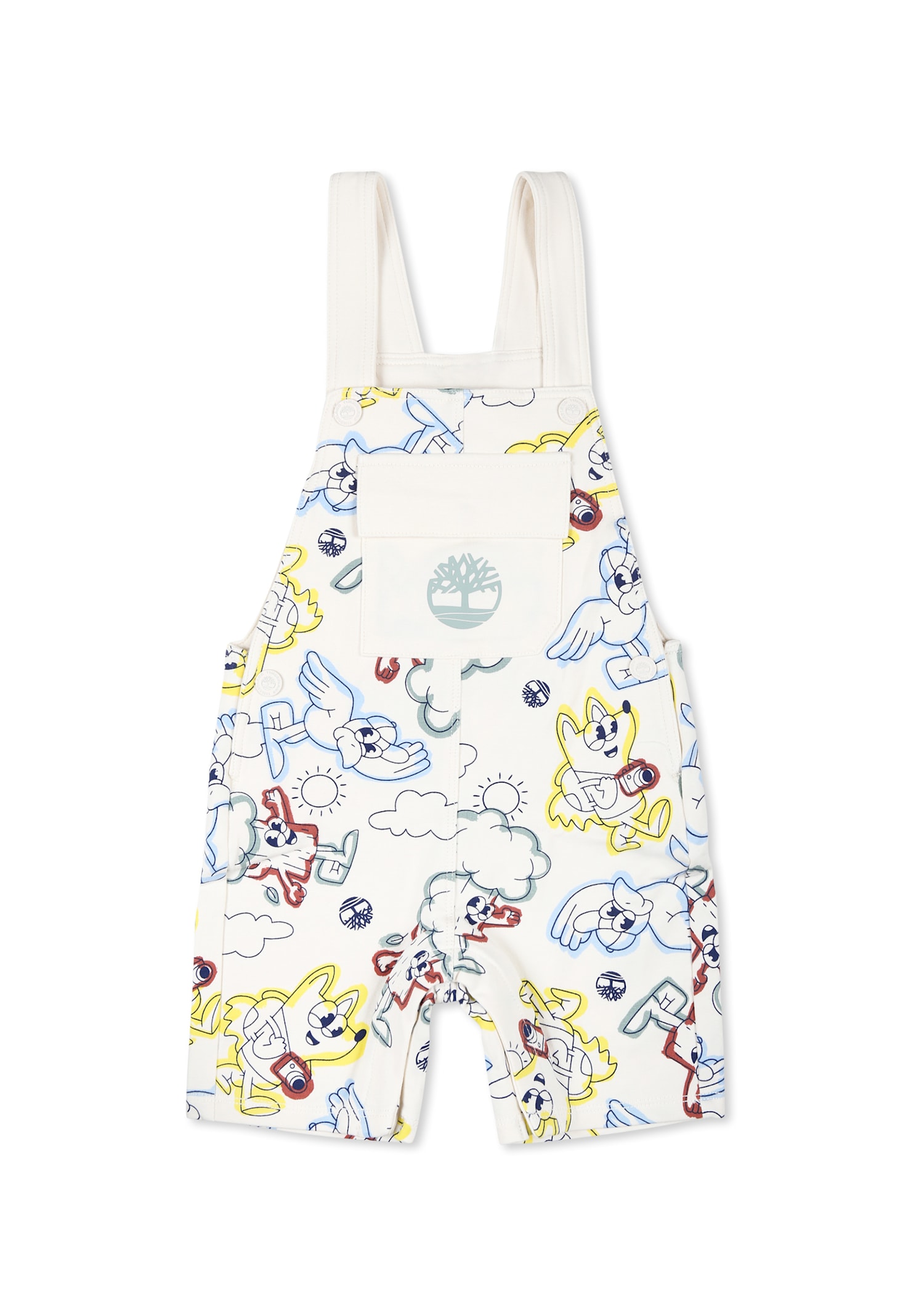 Timberland Ivory Dungarees For Baby Boy With Tree And Print In Ivory