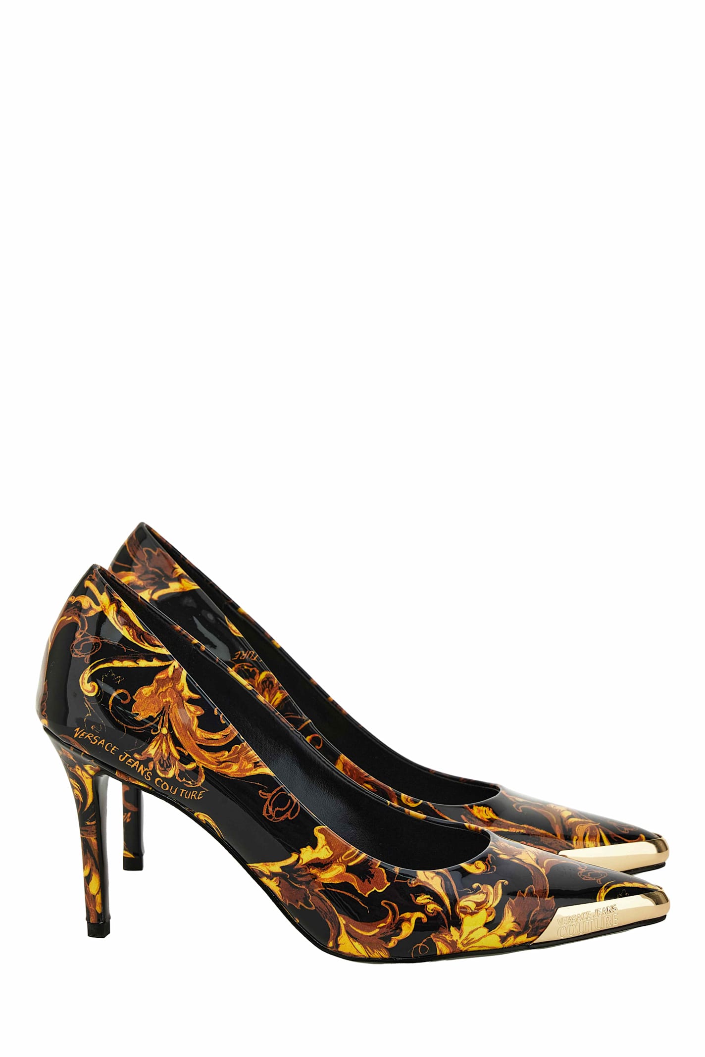 Versace Jeans Couture Baroque-print Stiletto Pumps In Multi