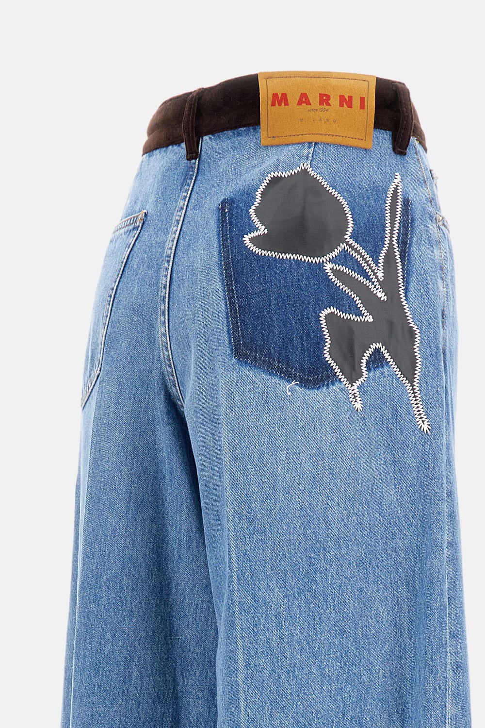 Marni 5-pocket Denim Trousers Contrast Waistband In Blue