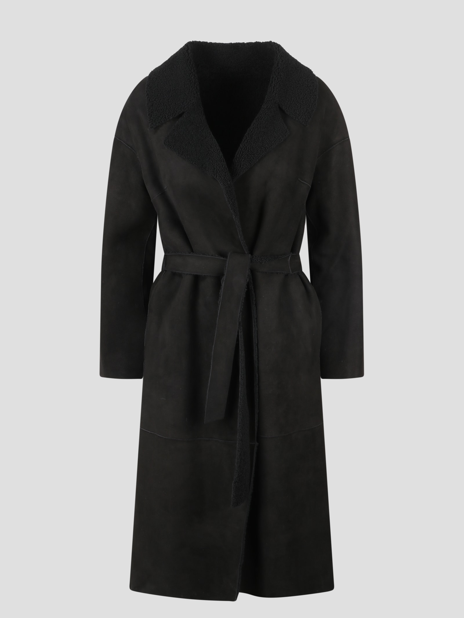 Shop Salvatore Santoro Suede Long Coat In Black