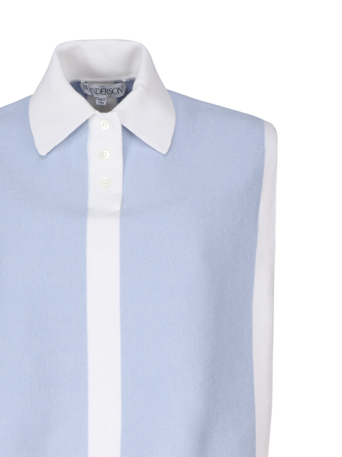 Shop Jw Anderson Tank Top With Collar In Light Blue, White