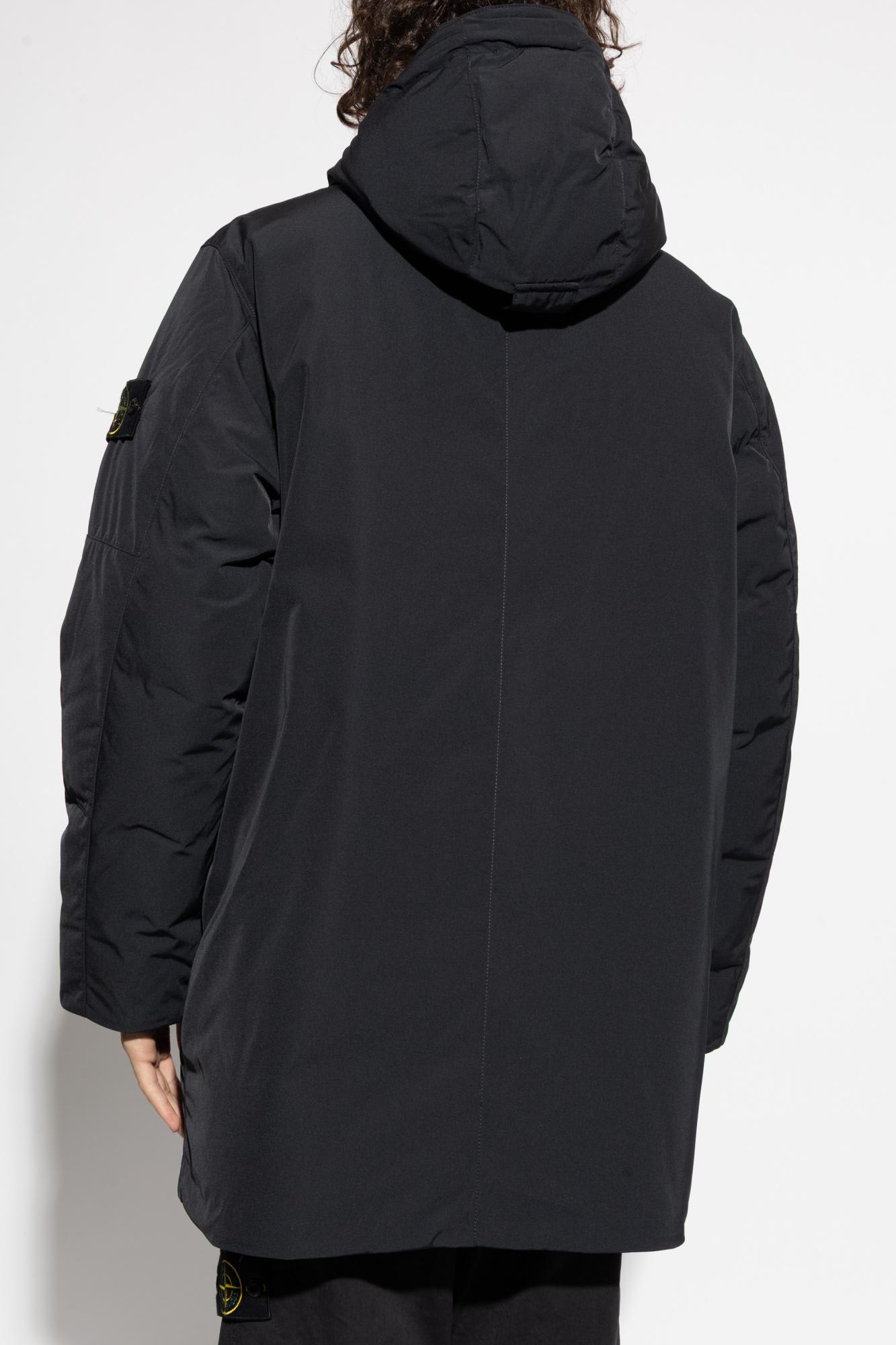 Stone Island Tech Fabric Hooded Parka In Black