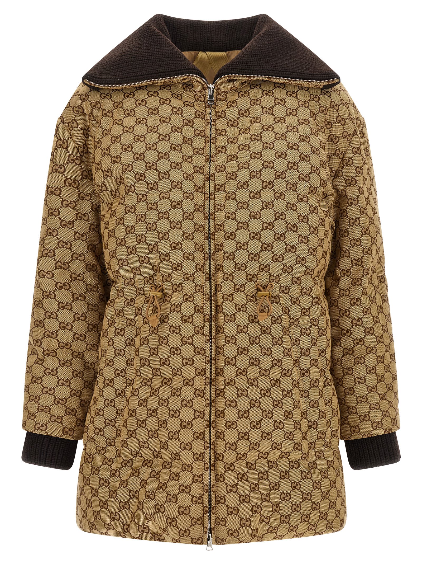 Gucci Gg Fabric Down Jacket In Neutral