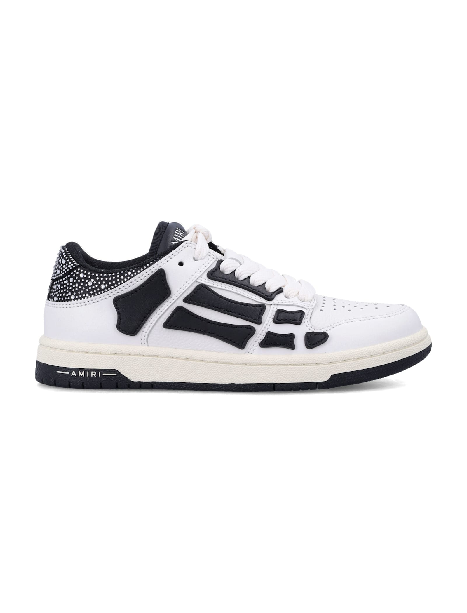 Amiri Crystal Satin Skel Top Low Womans Sneakers In White
