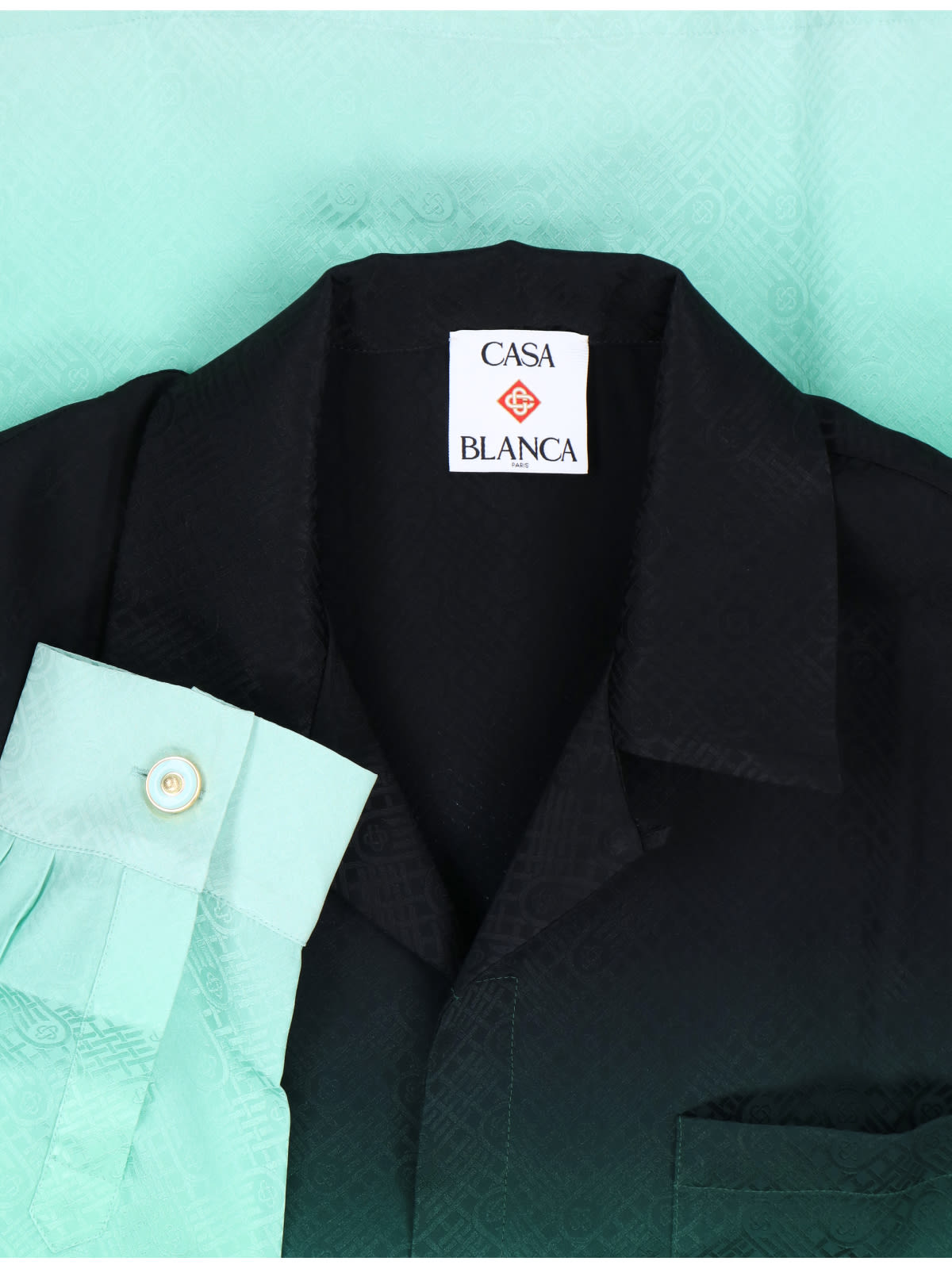 Casablanca Long Sleeve Gradient Shirt With Chest Pocket In Green