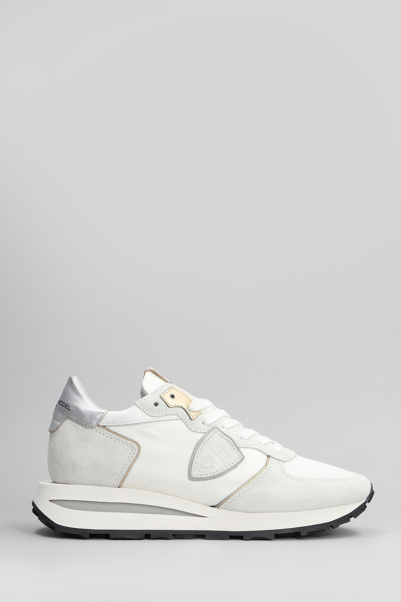 Tropez Haute Sneakers In White Suede And Fabric