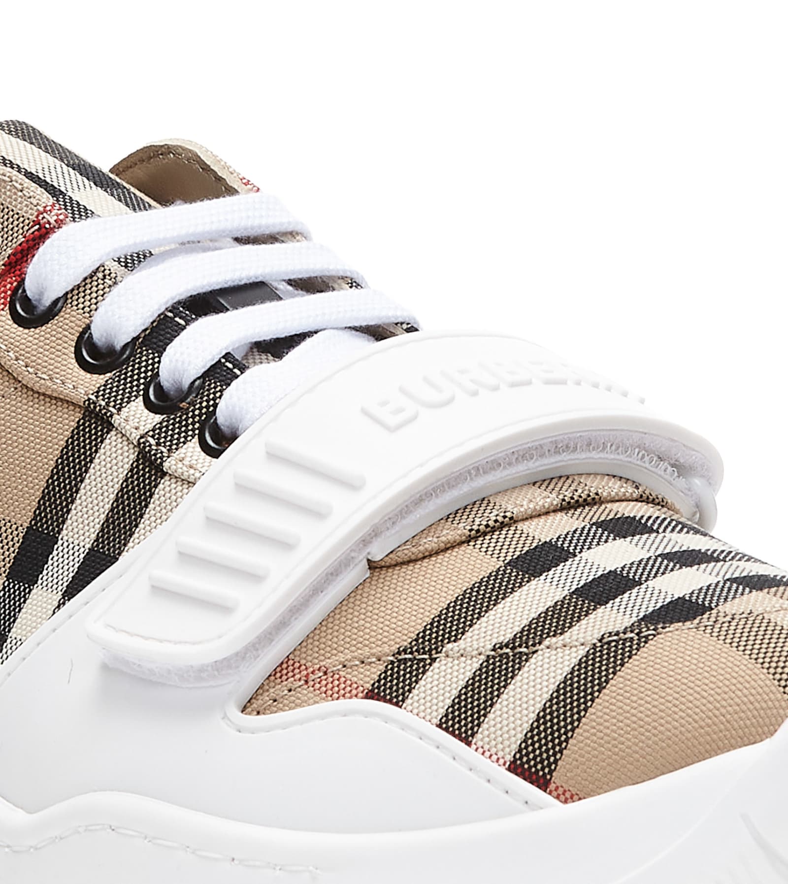 Shop Burberry Vintage Check Motif Sneakers In Beige